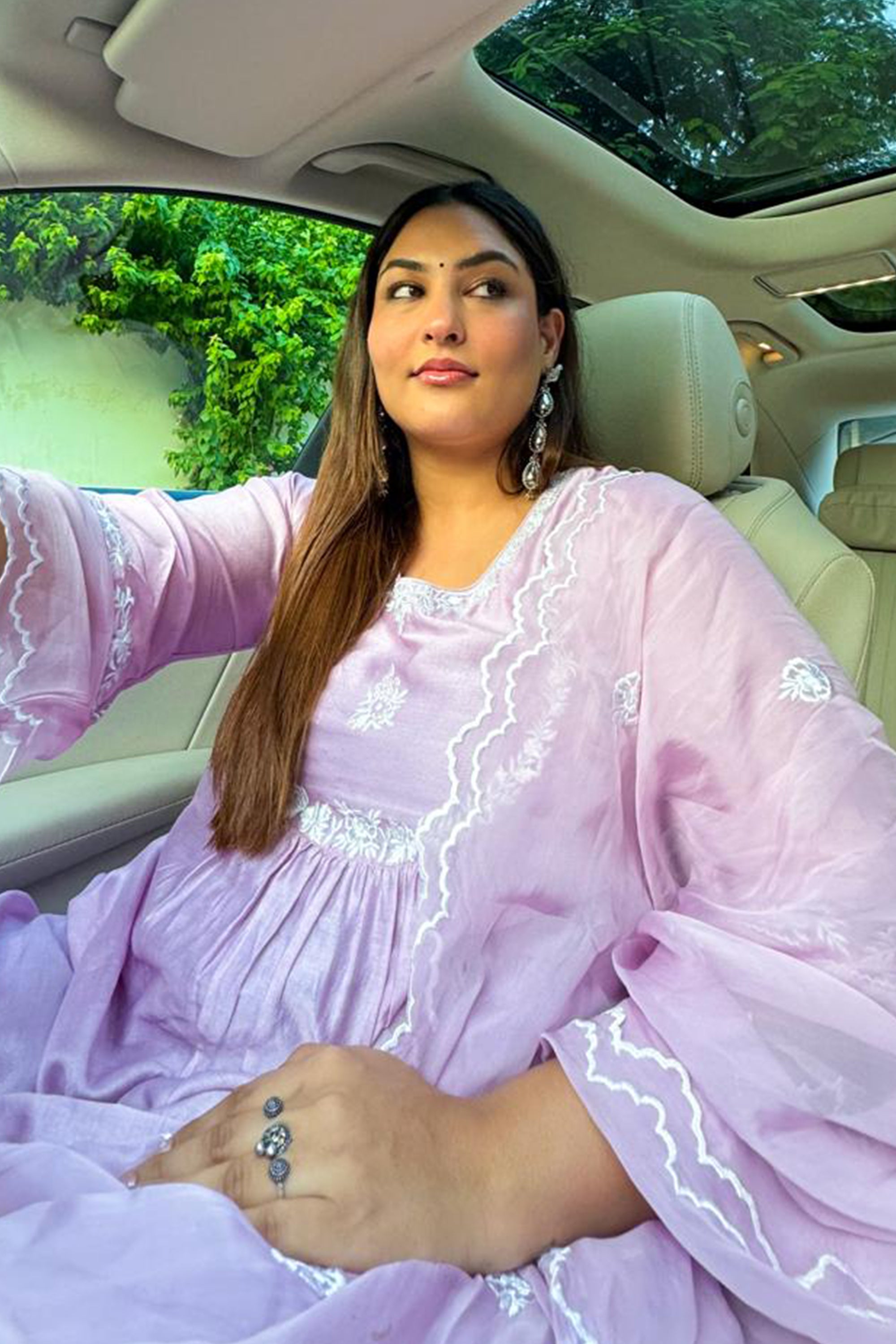 Devika Lavender Embroidered Kurta Set with Dupatta