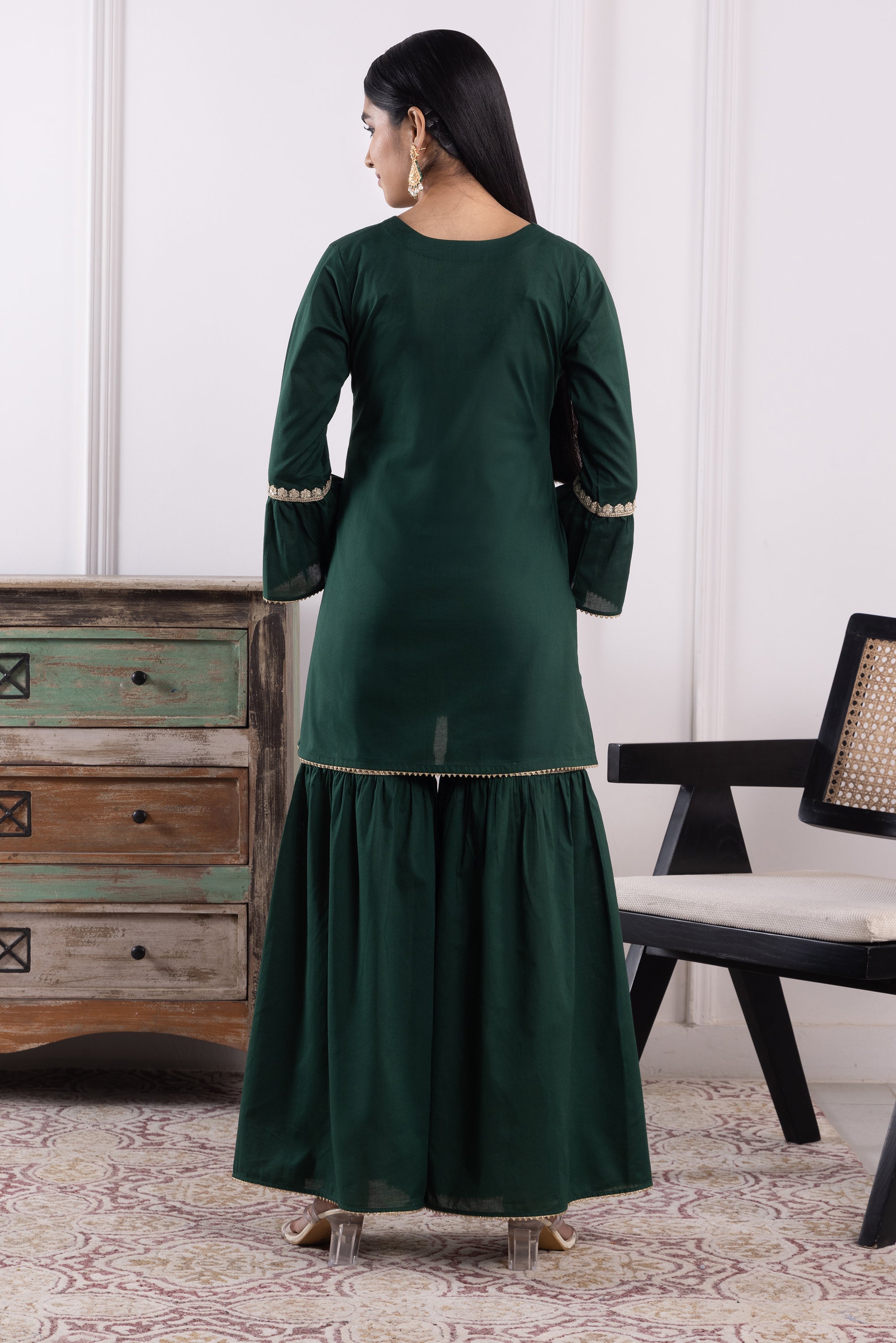 Olivia Green Mulmul Gharara Set