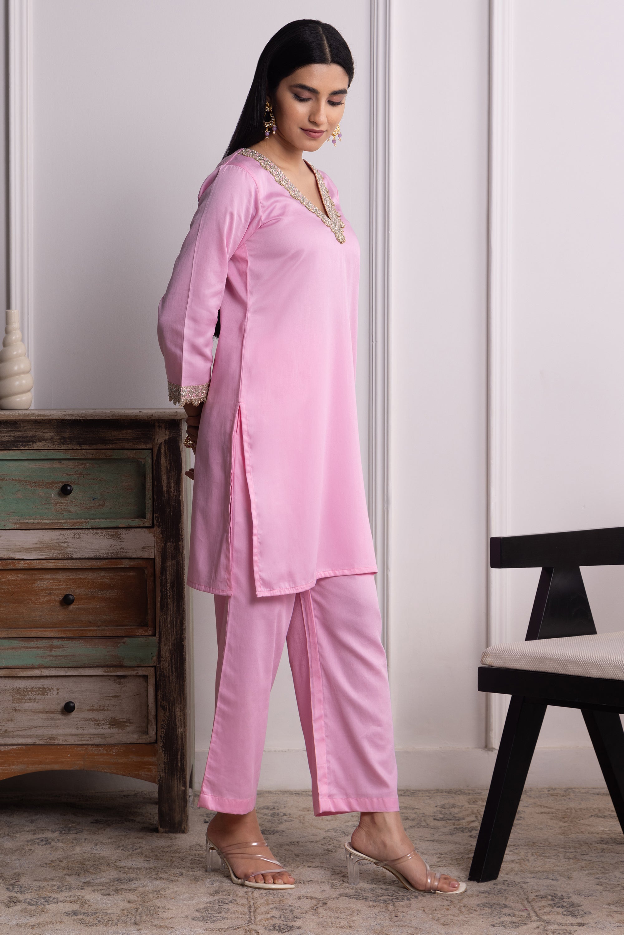 Catherine Pink Cotton Kurta Set