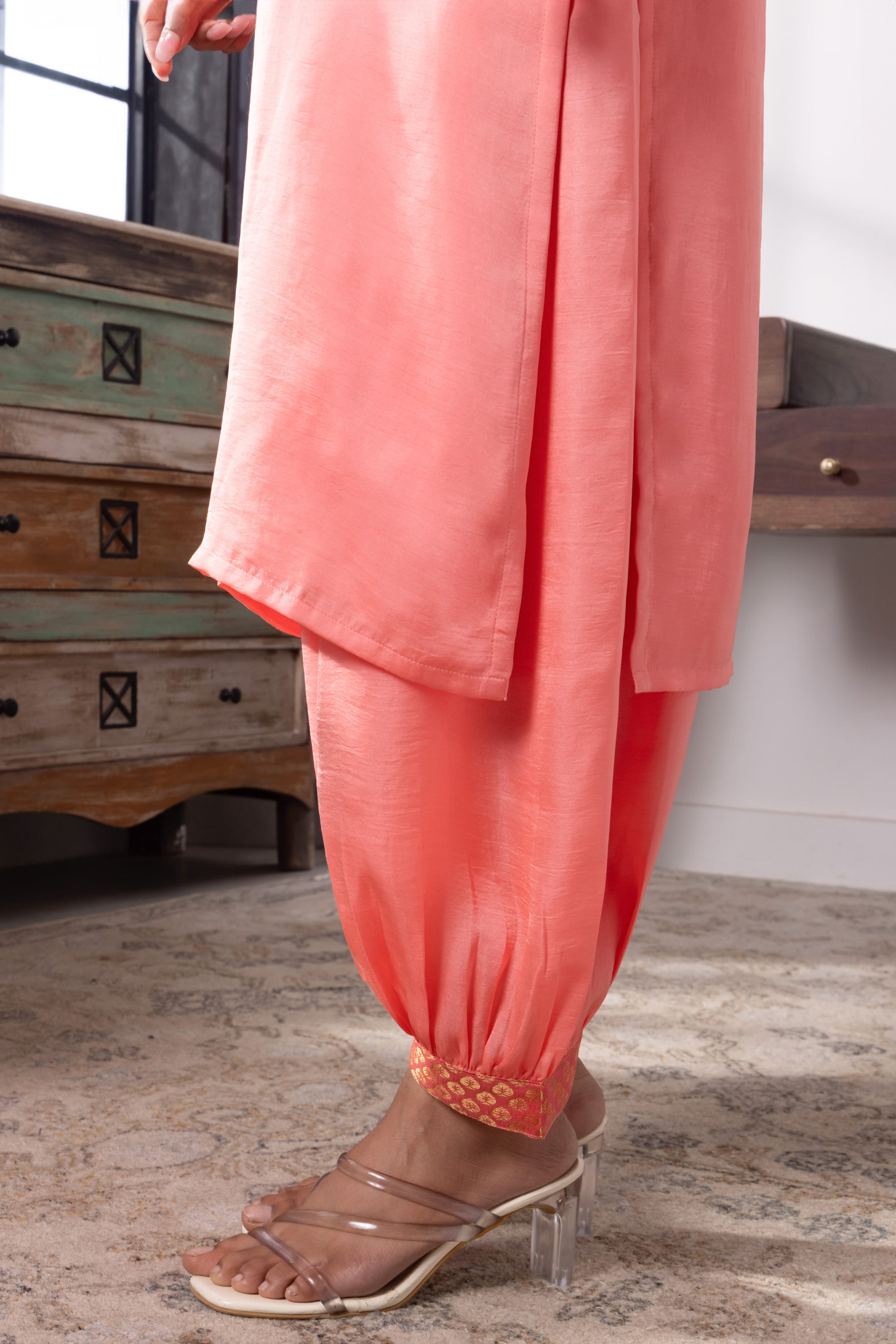 Alexa Peach Silk Kurta Set