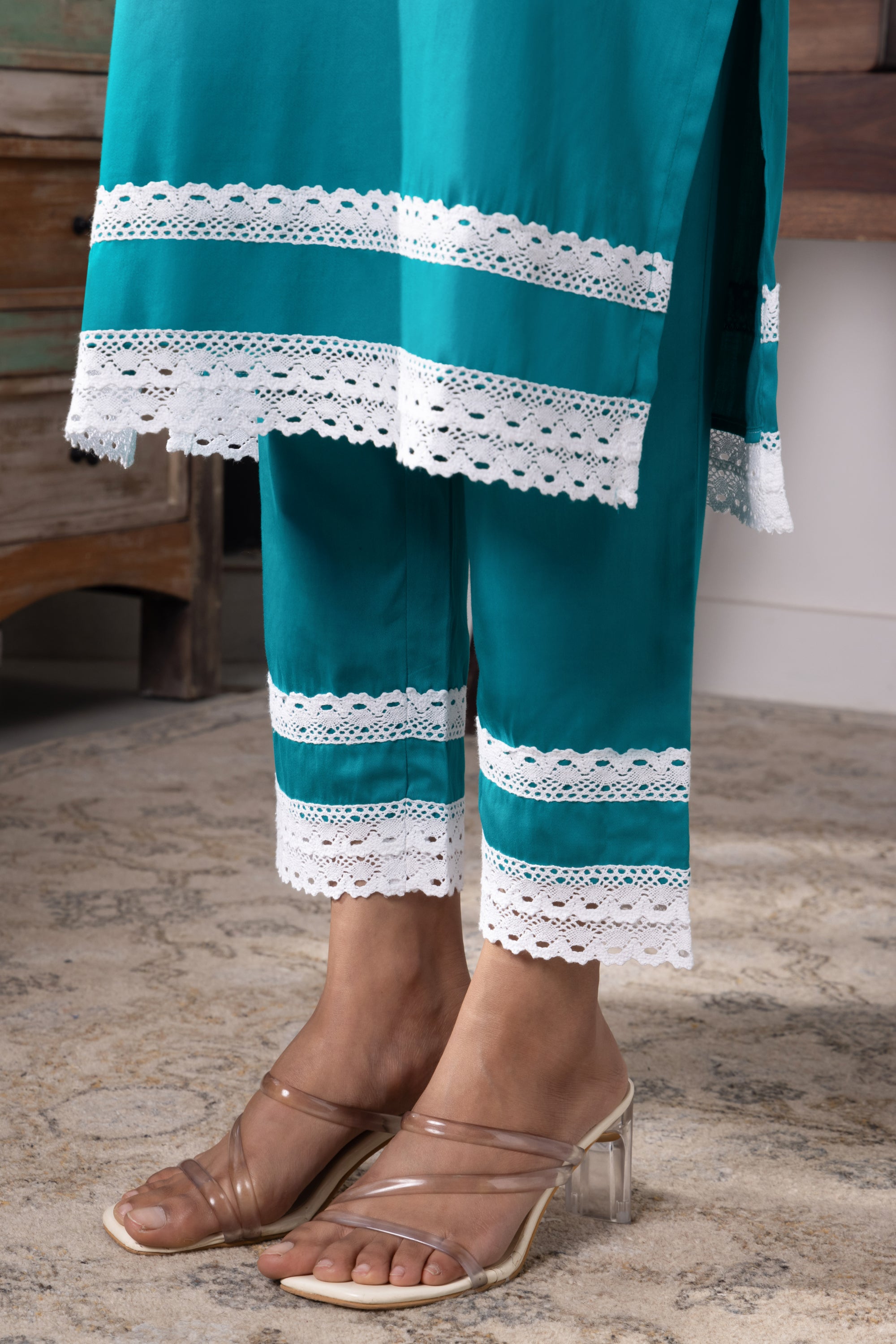 Luna Teal Cotton Kurta Set