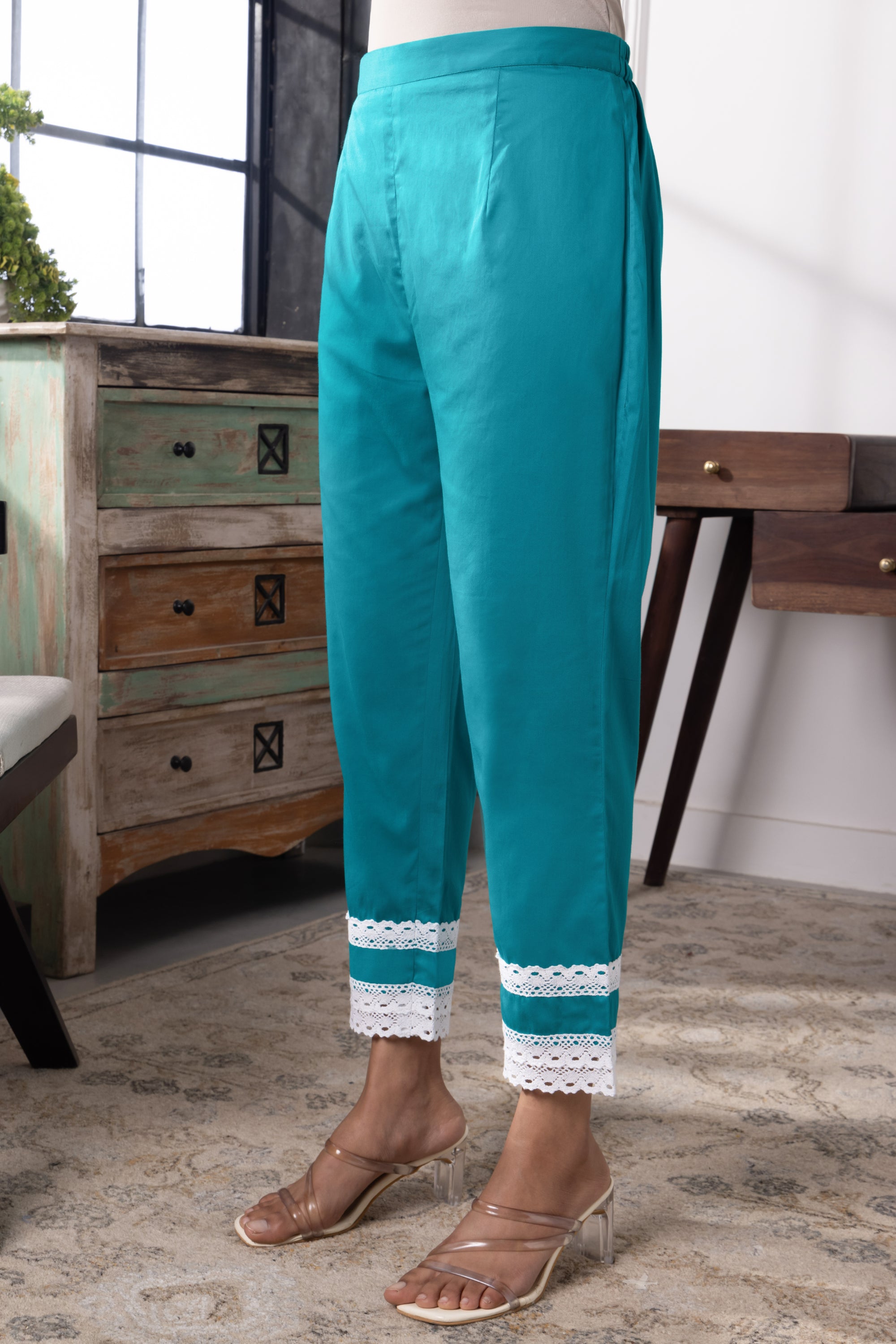 Luna Teal Cotton Kurta Set