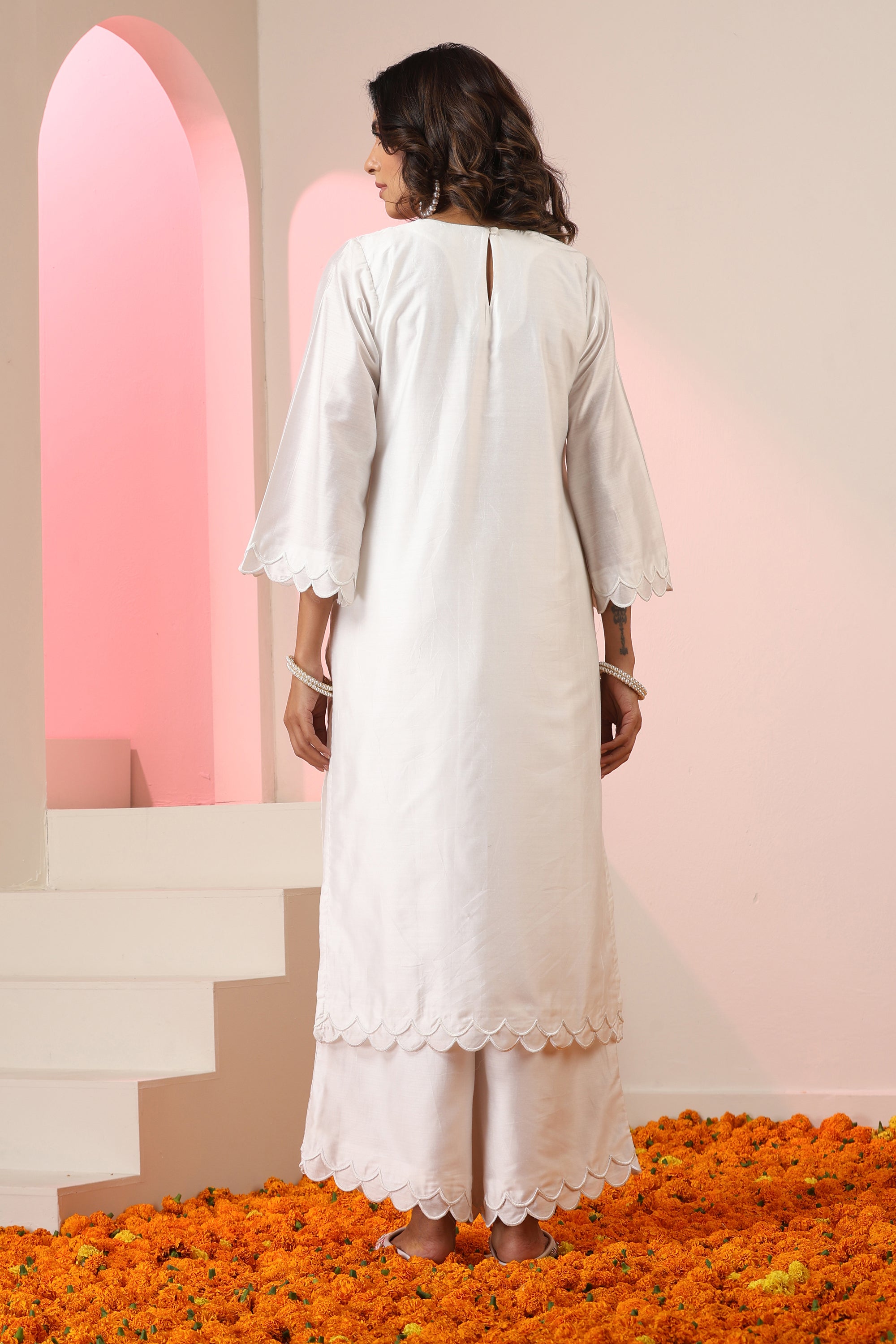 Fiza White Embroidered Kurta Set