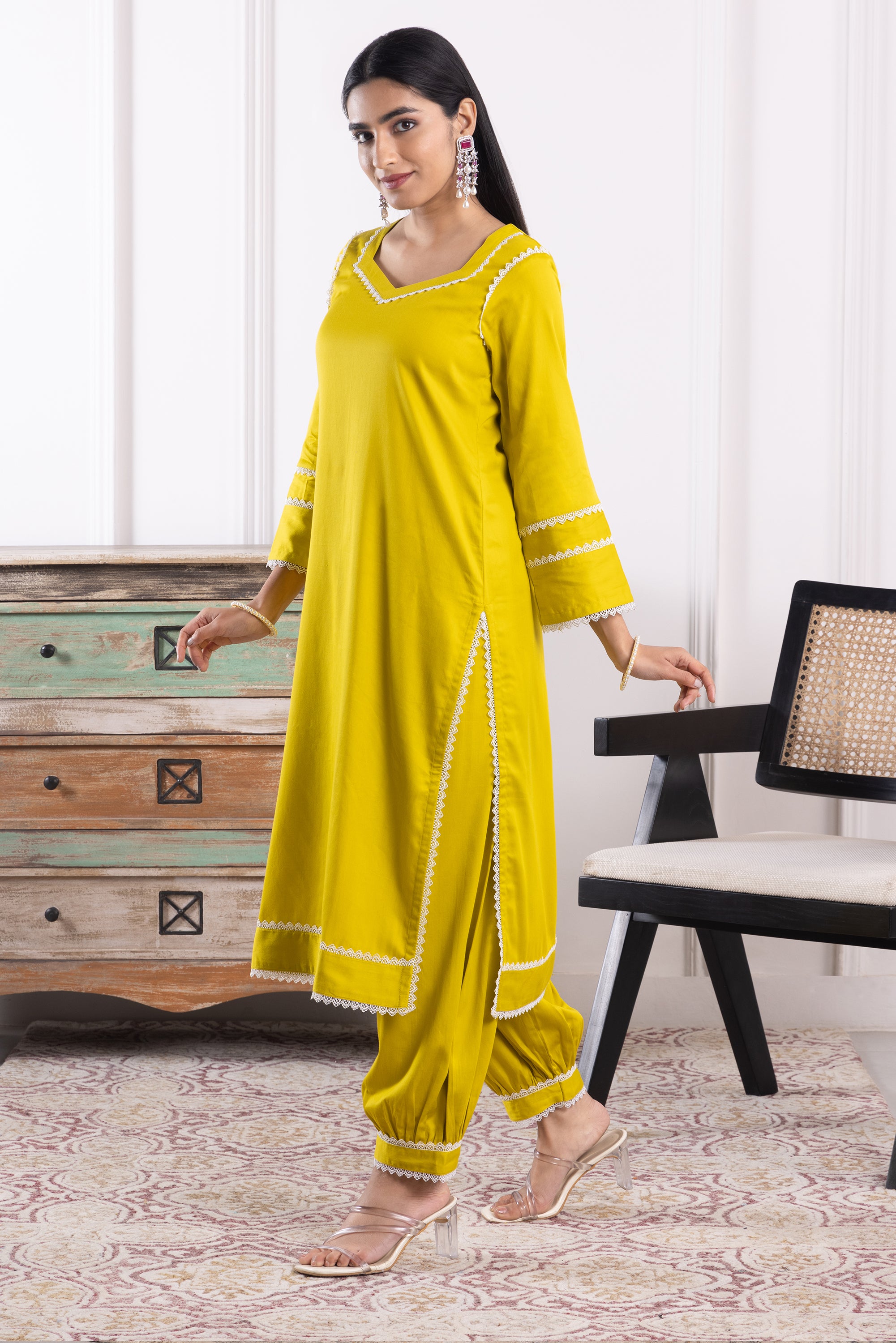 Liliana Mustard Yellow Cotton Kurta Set