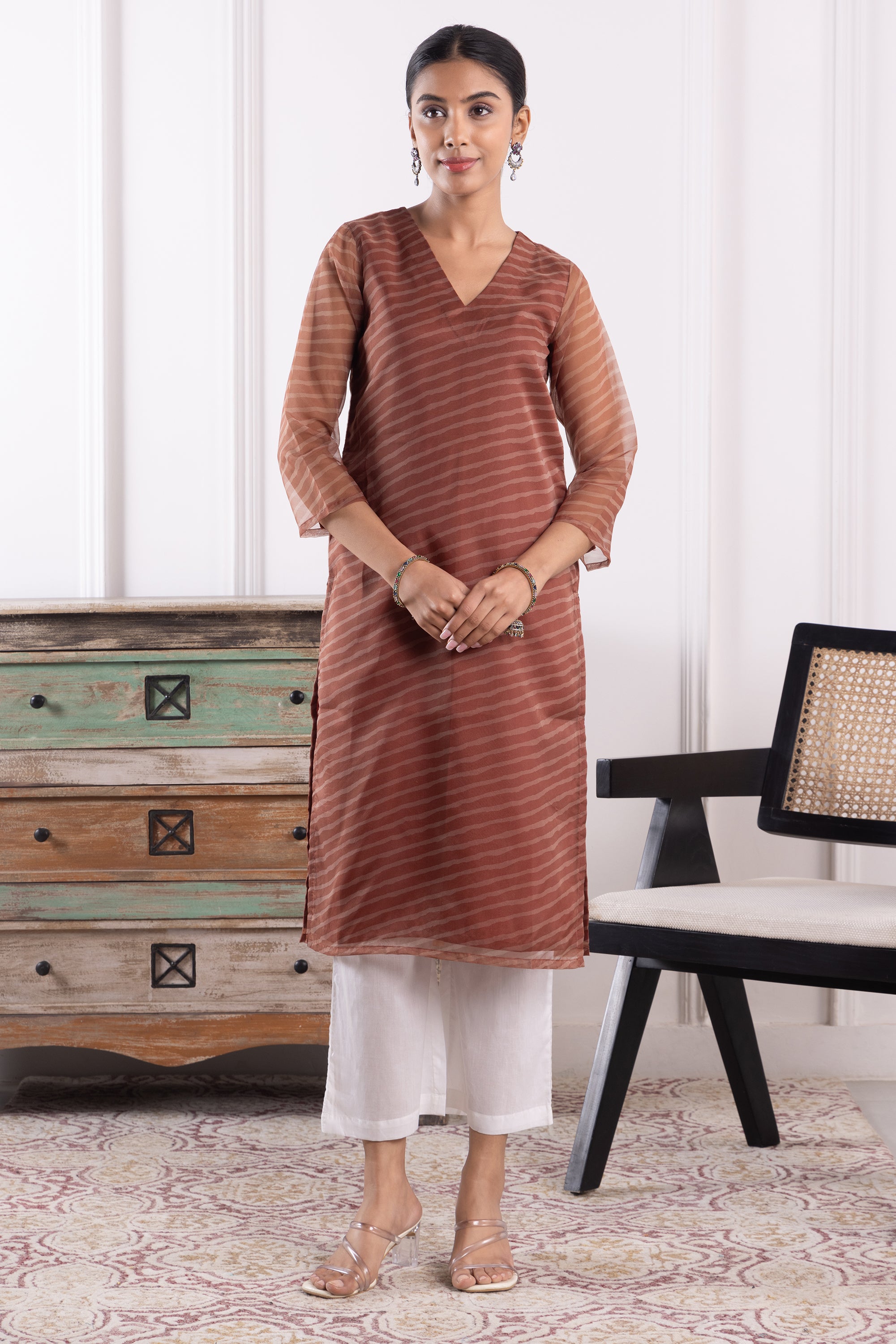 Ophelia Brown Organza Kurta Set