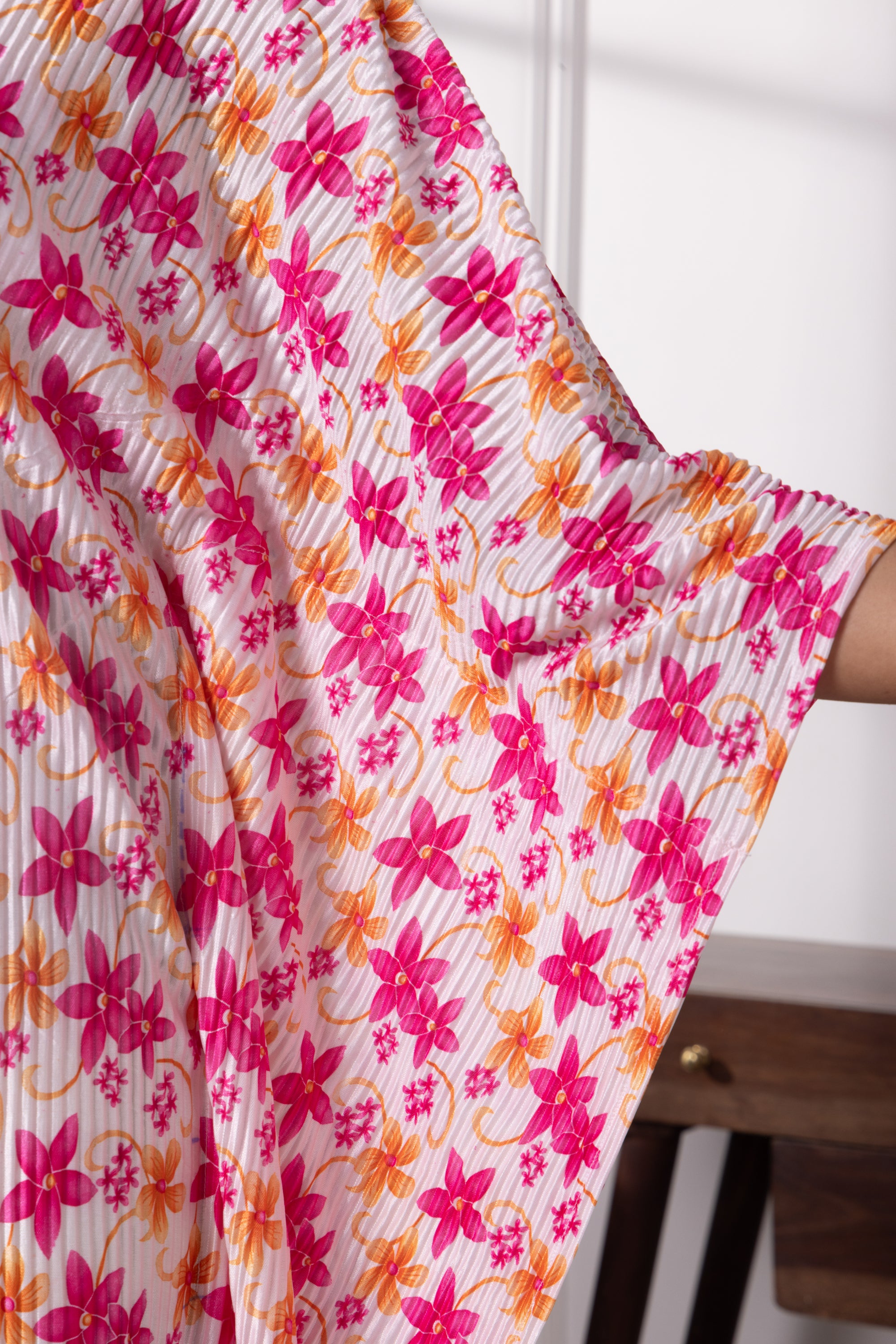 Nova Multicolored Floral Satin Long Kaftan