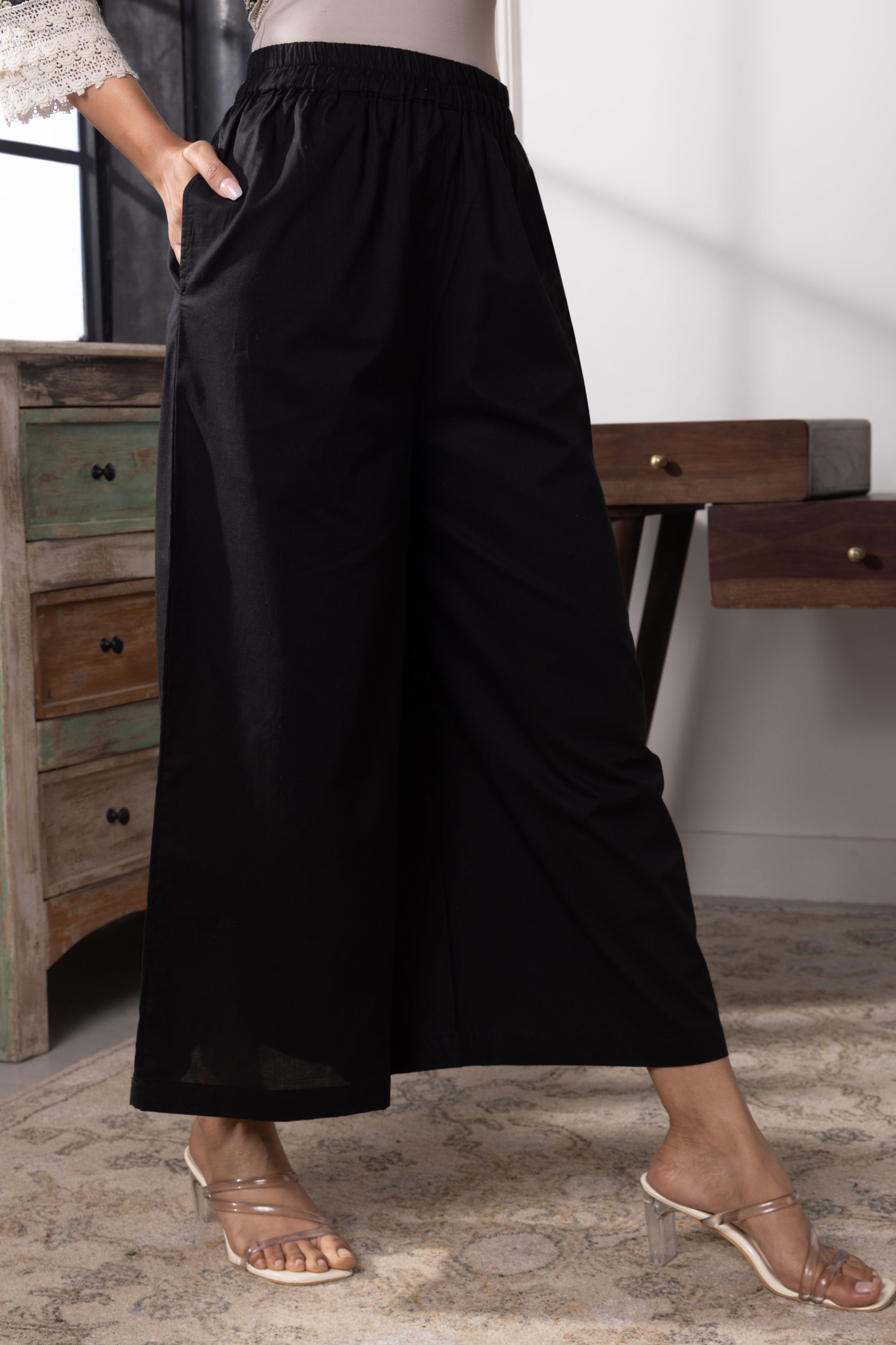 Davina Black Hand Block Cotton Kurta Set