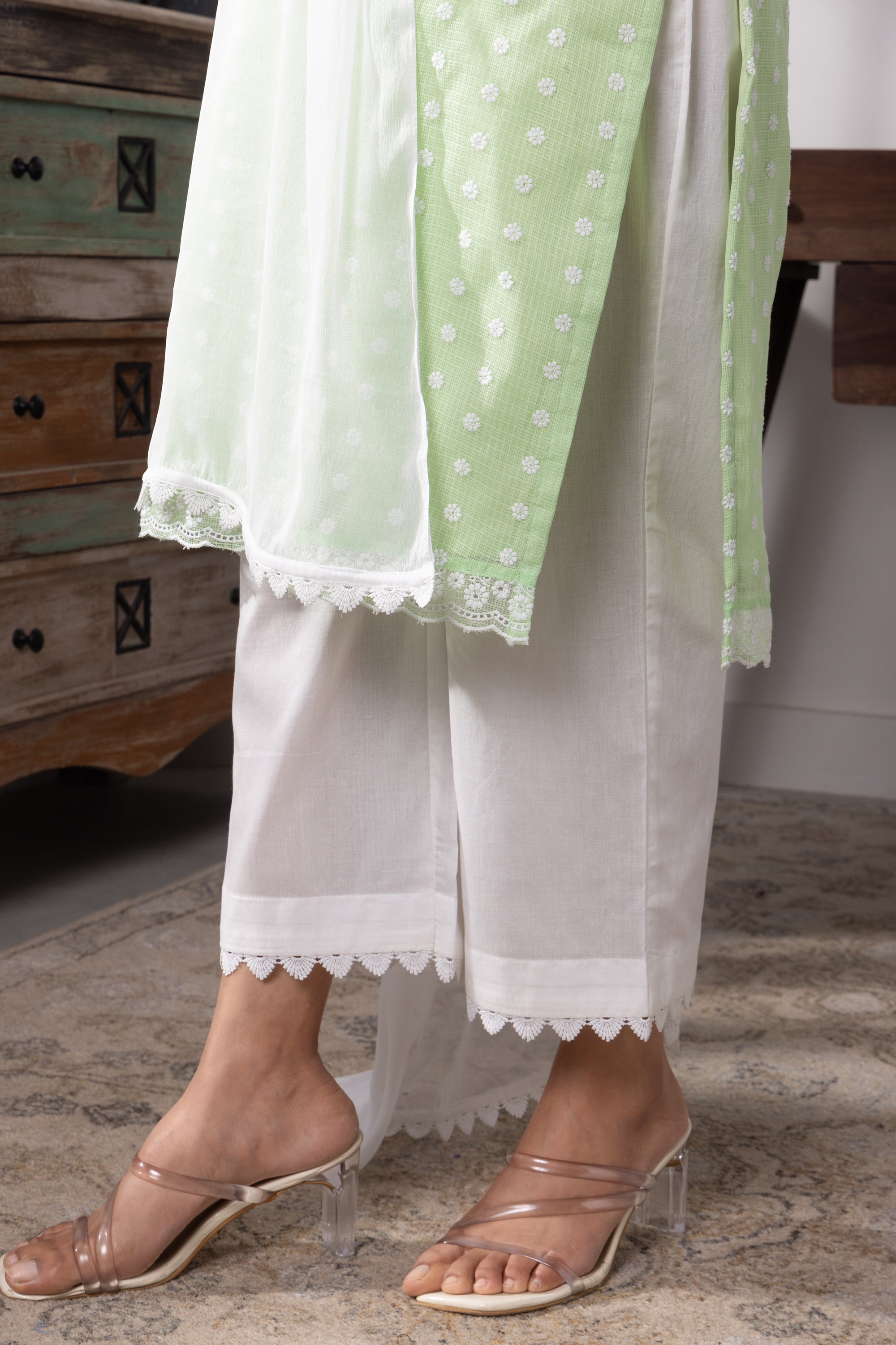 Freya Green Kota Kurta Set with Dupatta