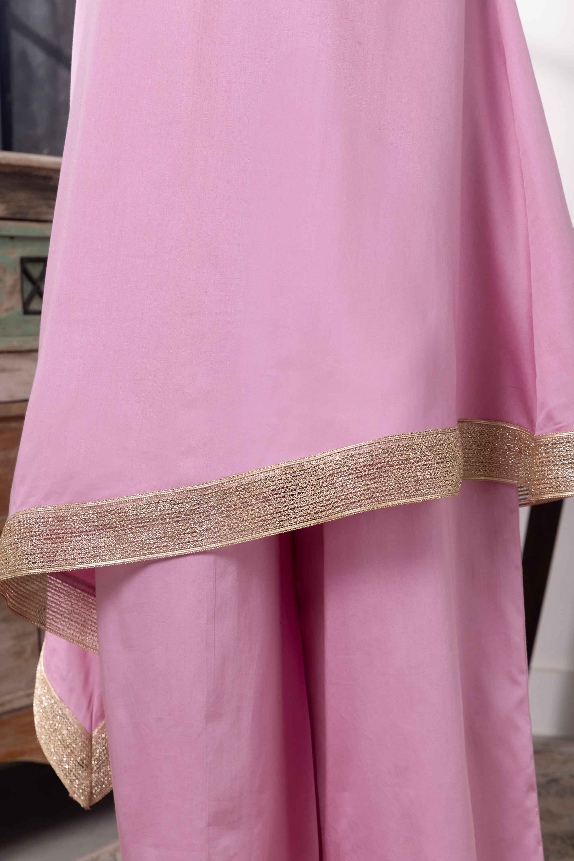 Emma Lavender Cotton Asymmetric Kurta Set