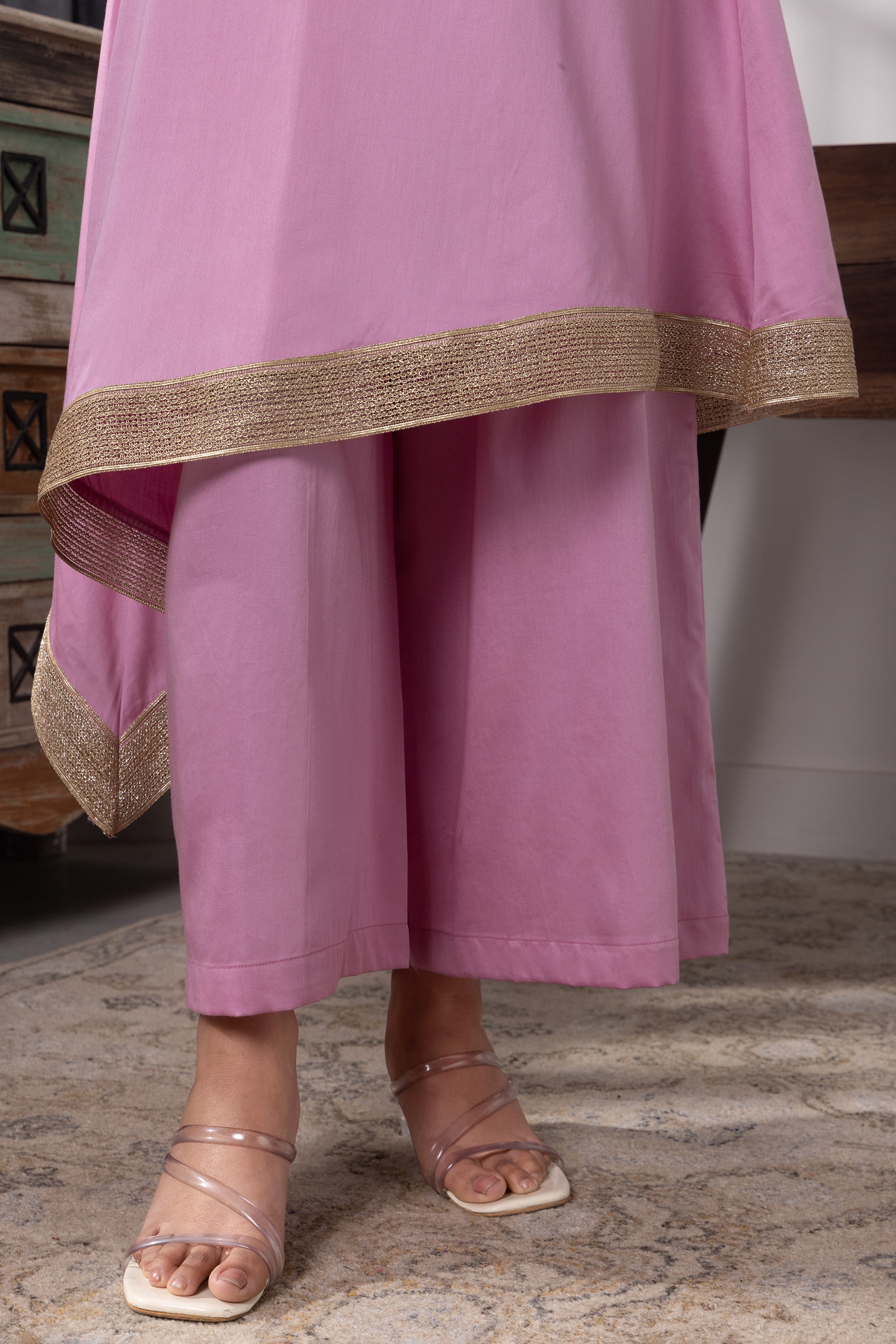 Emma Lavender Cotton Asymmetric Kurta Set