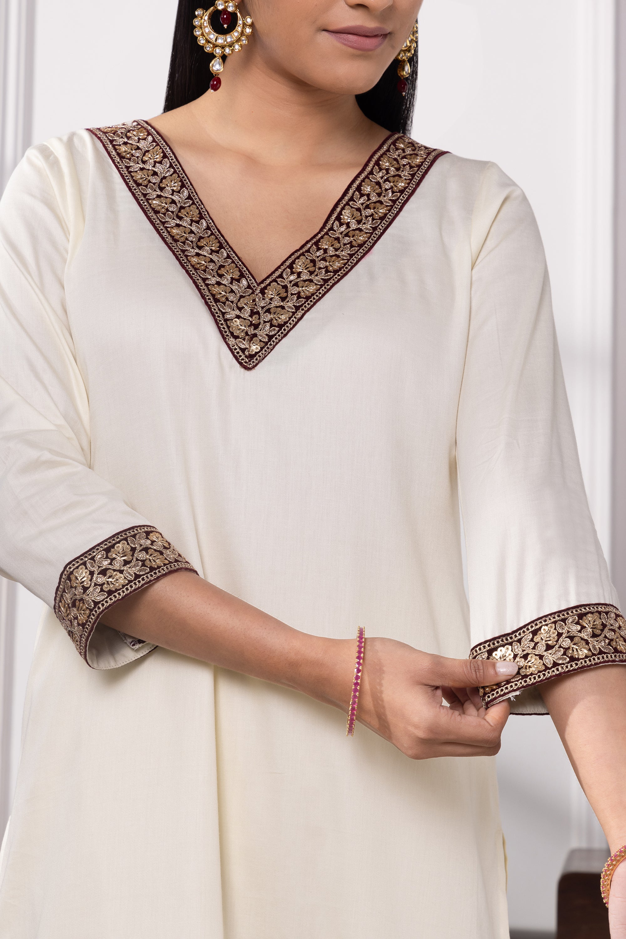 Eliana Cream Cotton Kurta Set