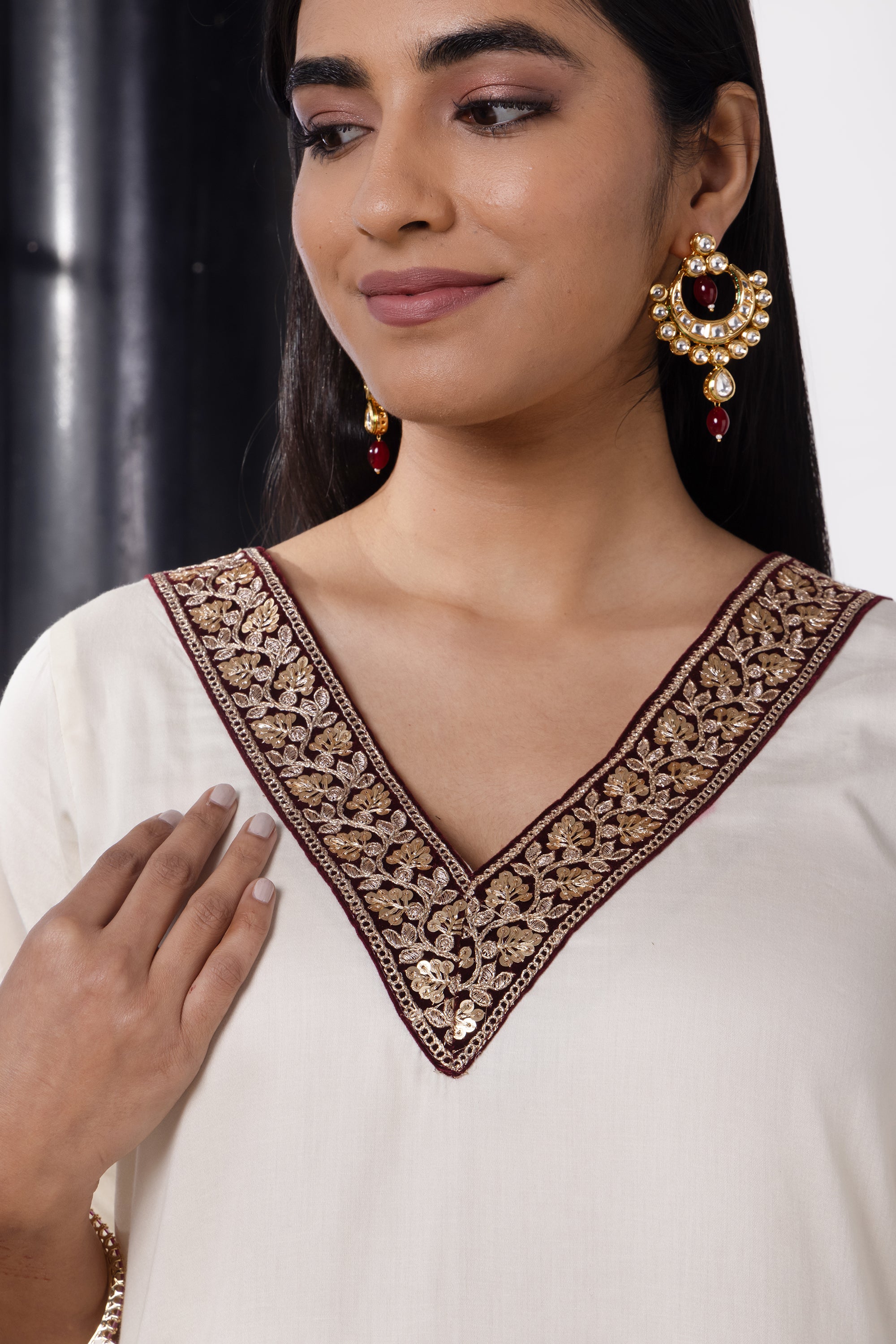 Eliana Cream Cotton Kurta Set