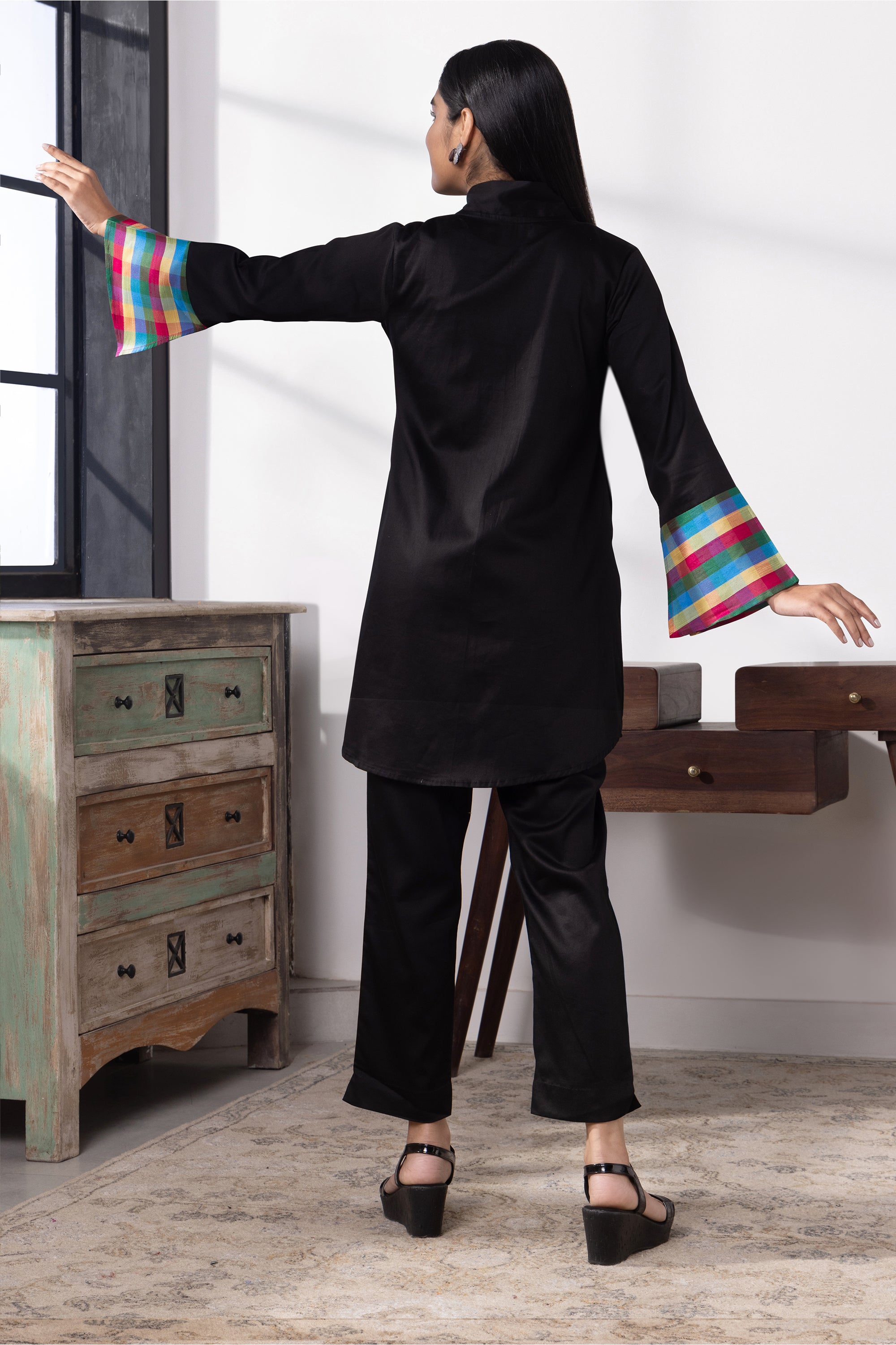 Evara Black Cotton Co-ord Set