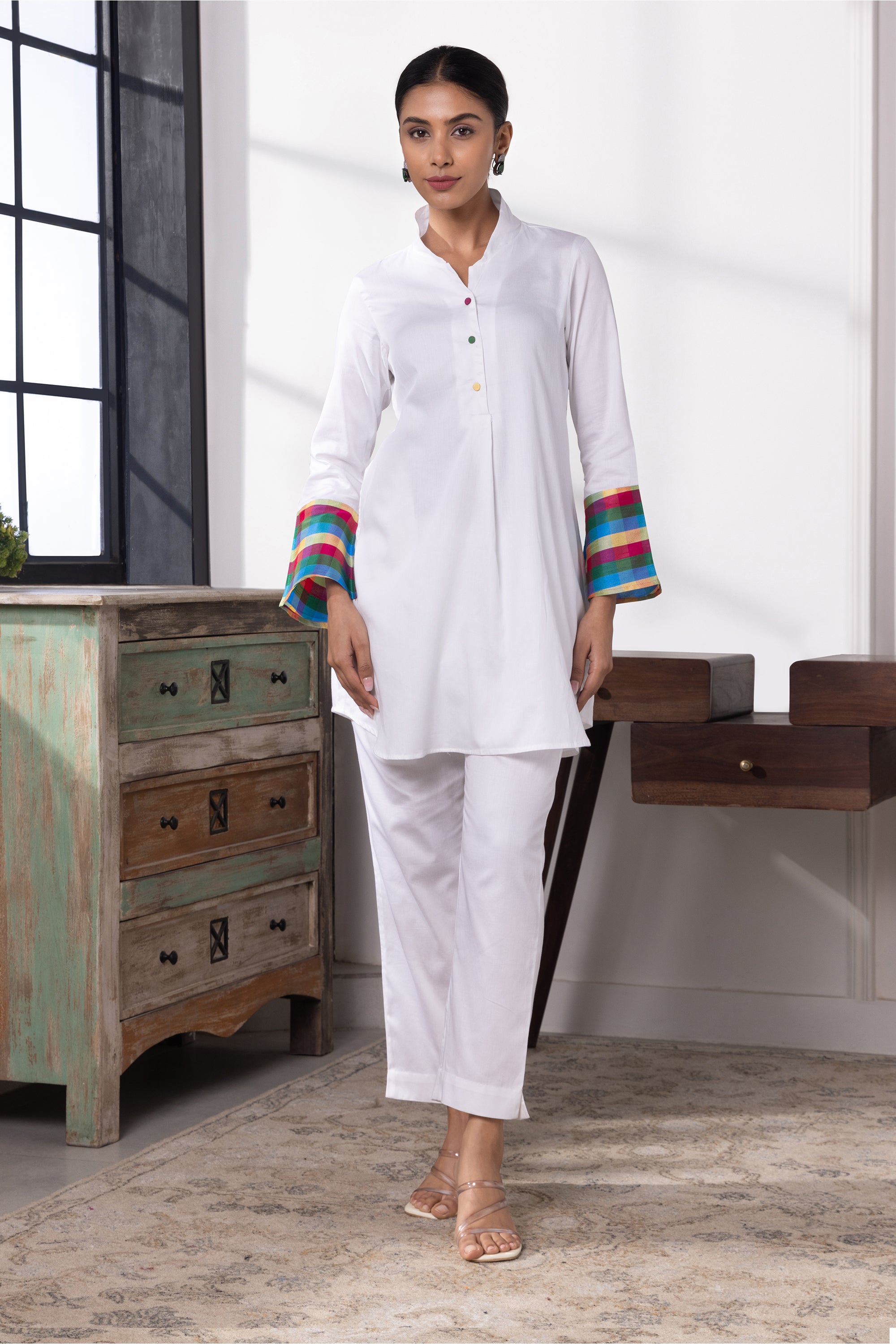 Evara White Cotton Co-ord Set