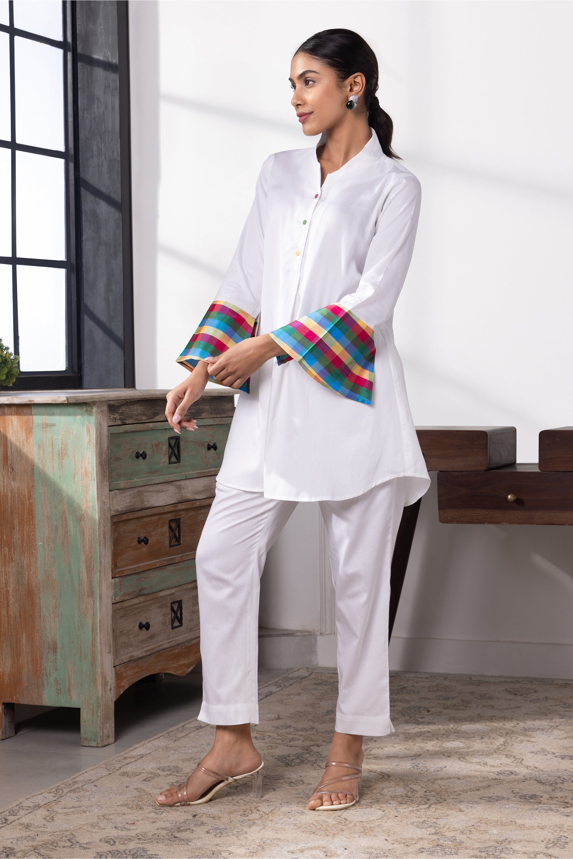 Evara White Cotton Co-ord Set