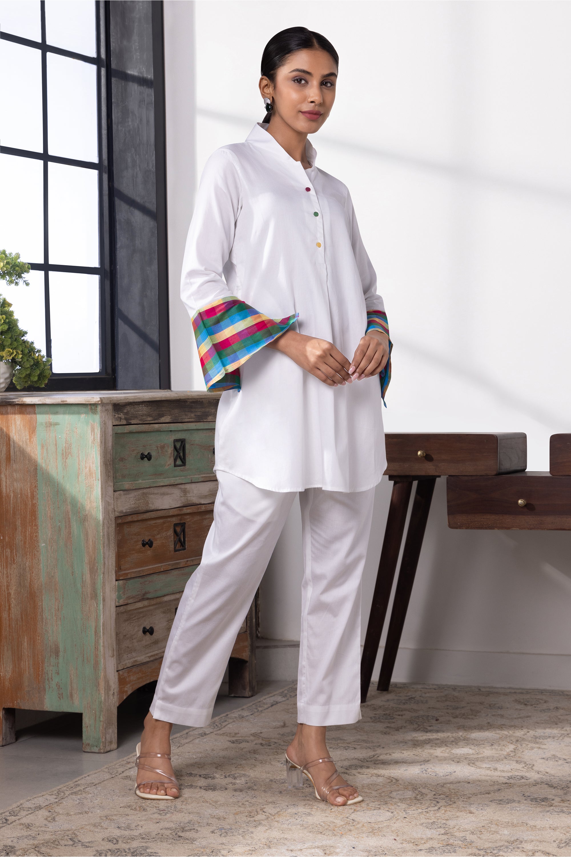 Evara White Cotton Co-ord Set