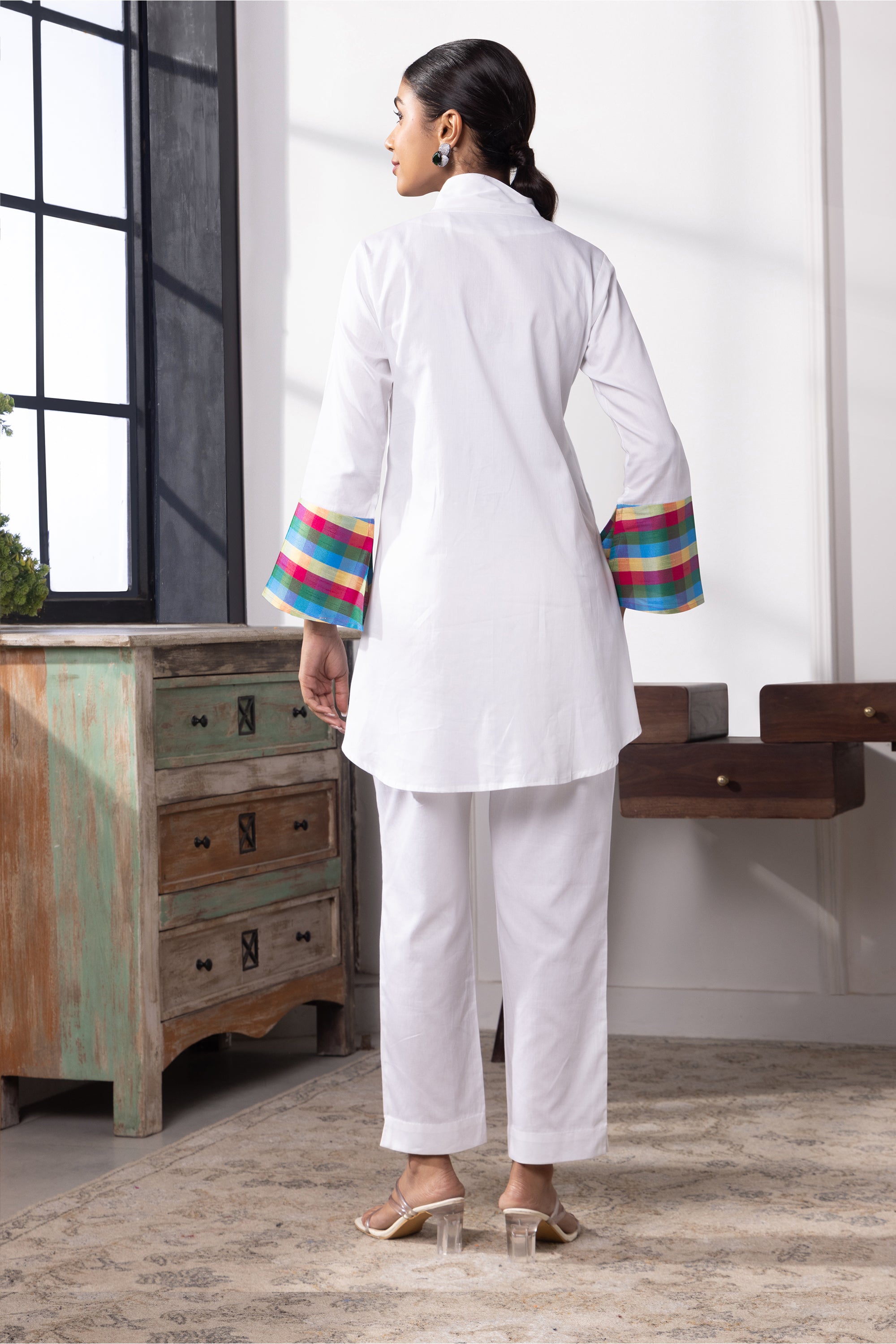 Evara White Cotton Co-ord Set