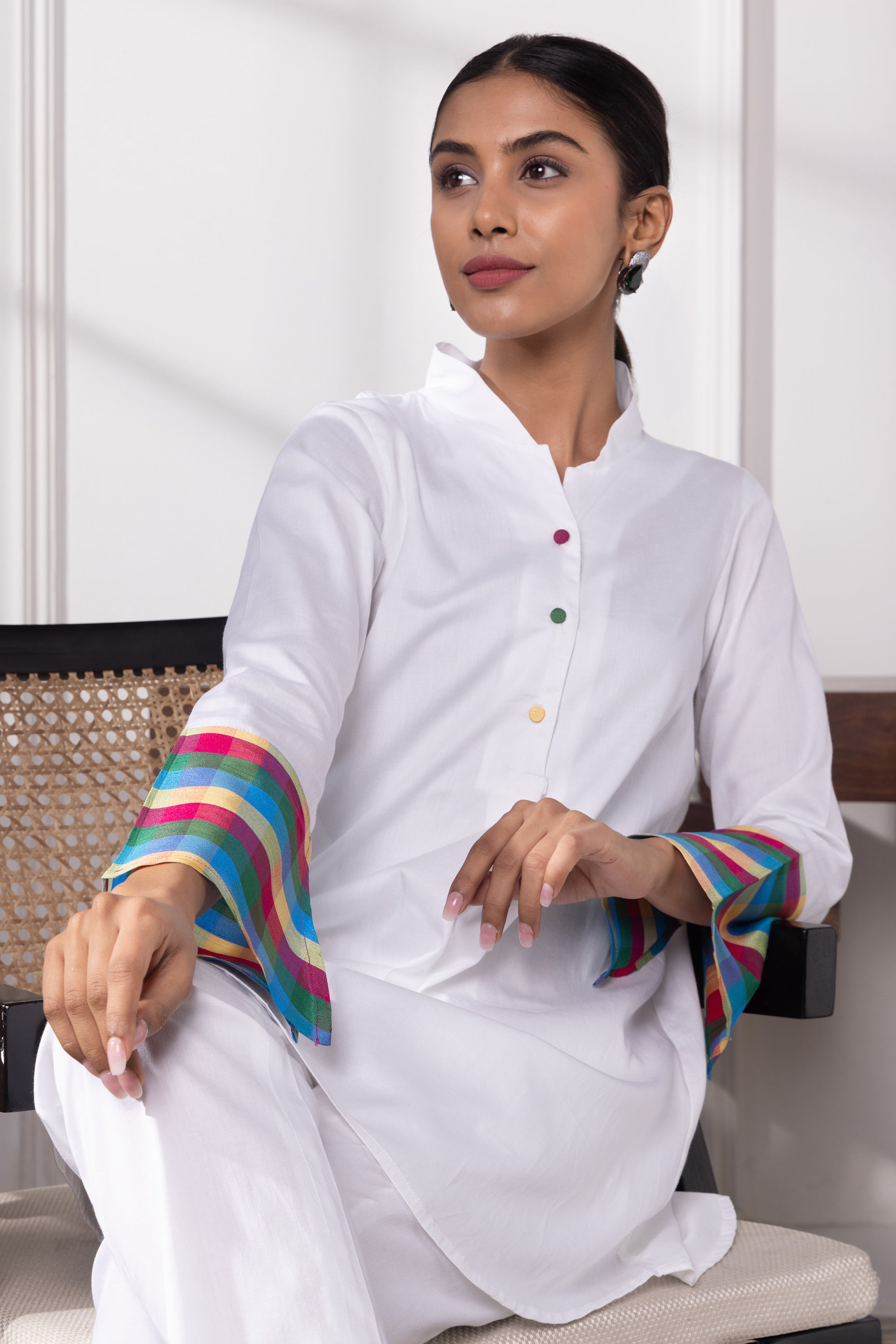 Evara White Cotton Co-ord Set