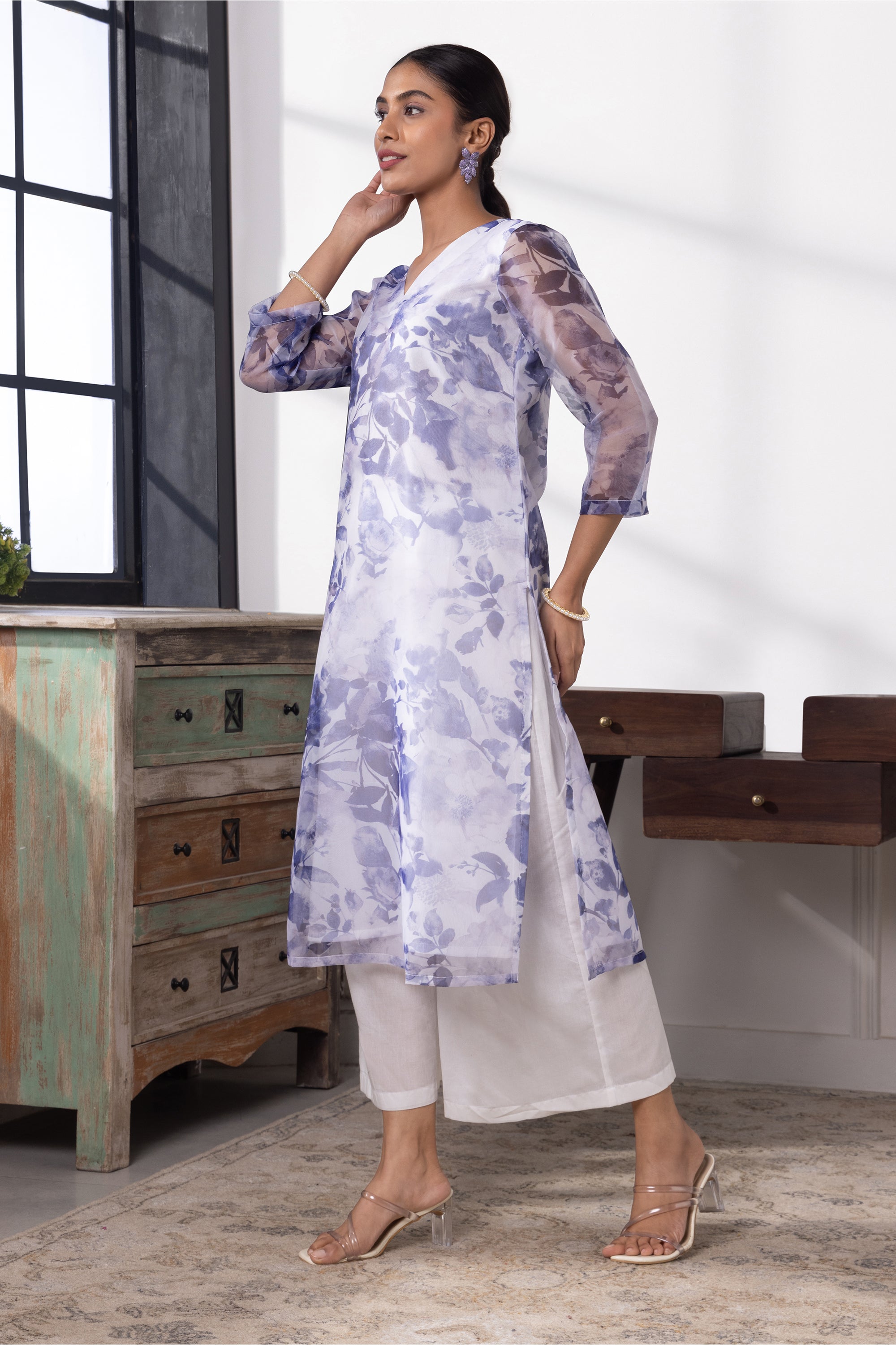 Sophia Indigo Organza Kurta Set