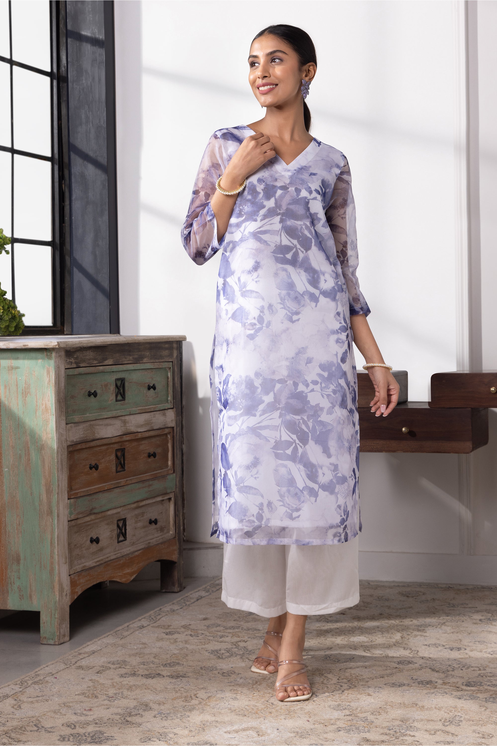 Sophia Indigo Organza Kurta Set