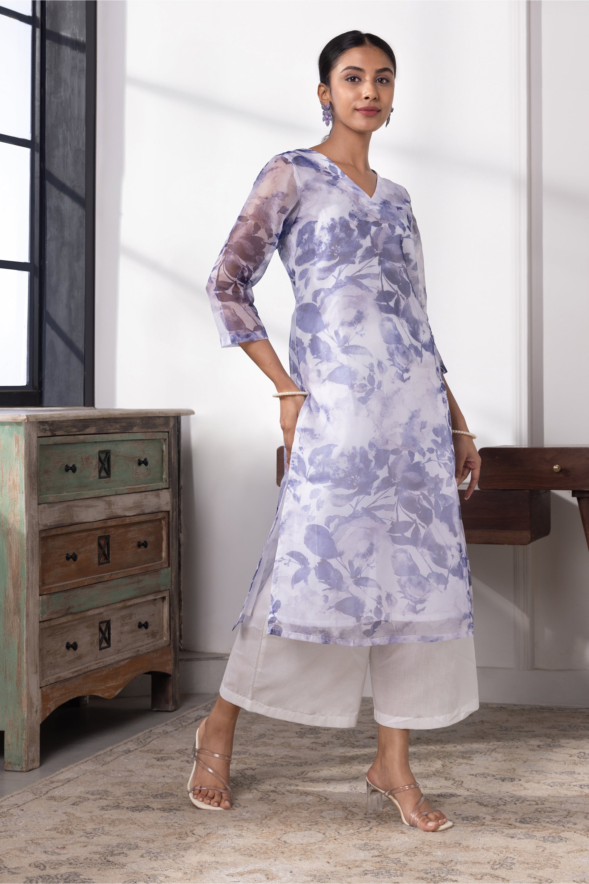 Sophia Indigo Organza Kurta Set