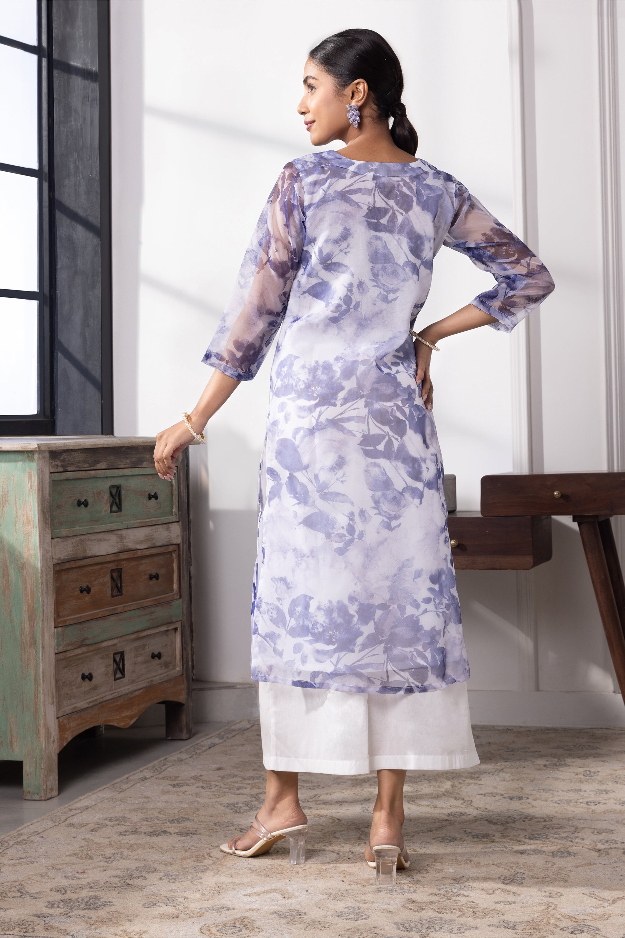 Sophia Indigo Organza Kurta Set