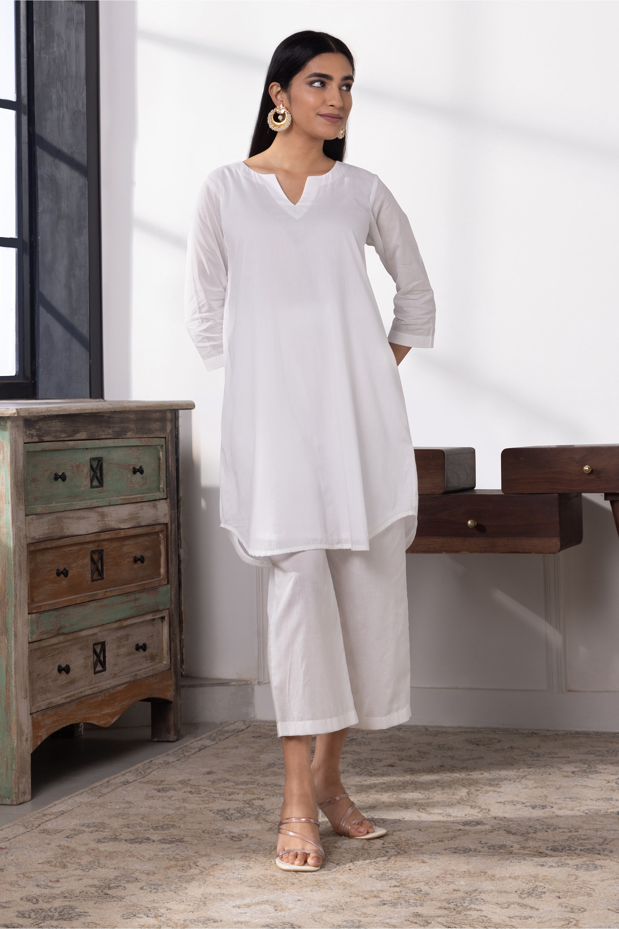 Cheryl White Mulmul Kurta Set