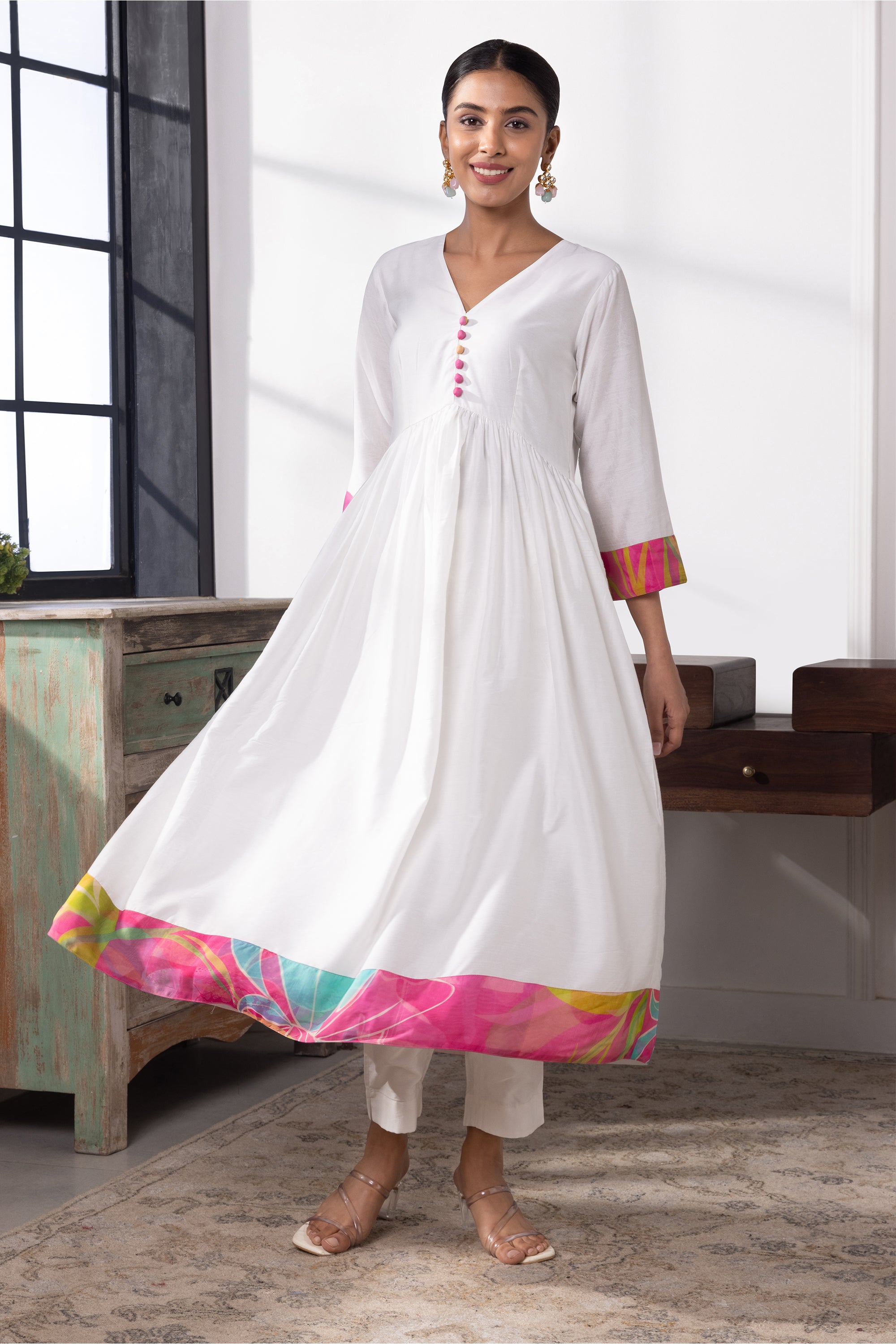 Emily Multicolored Chanderi Anarkali Set