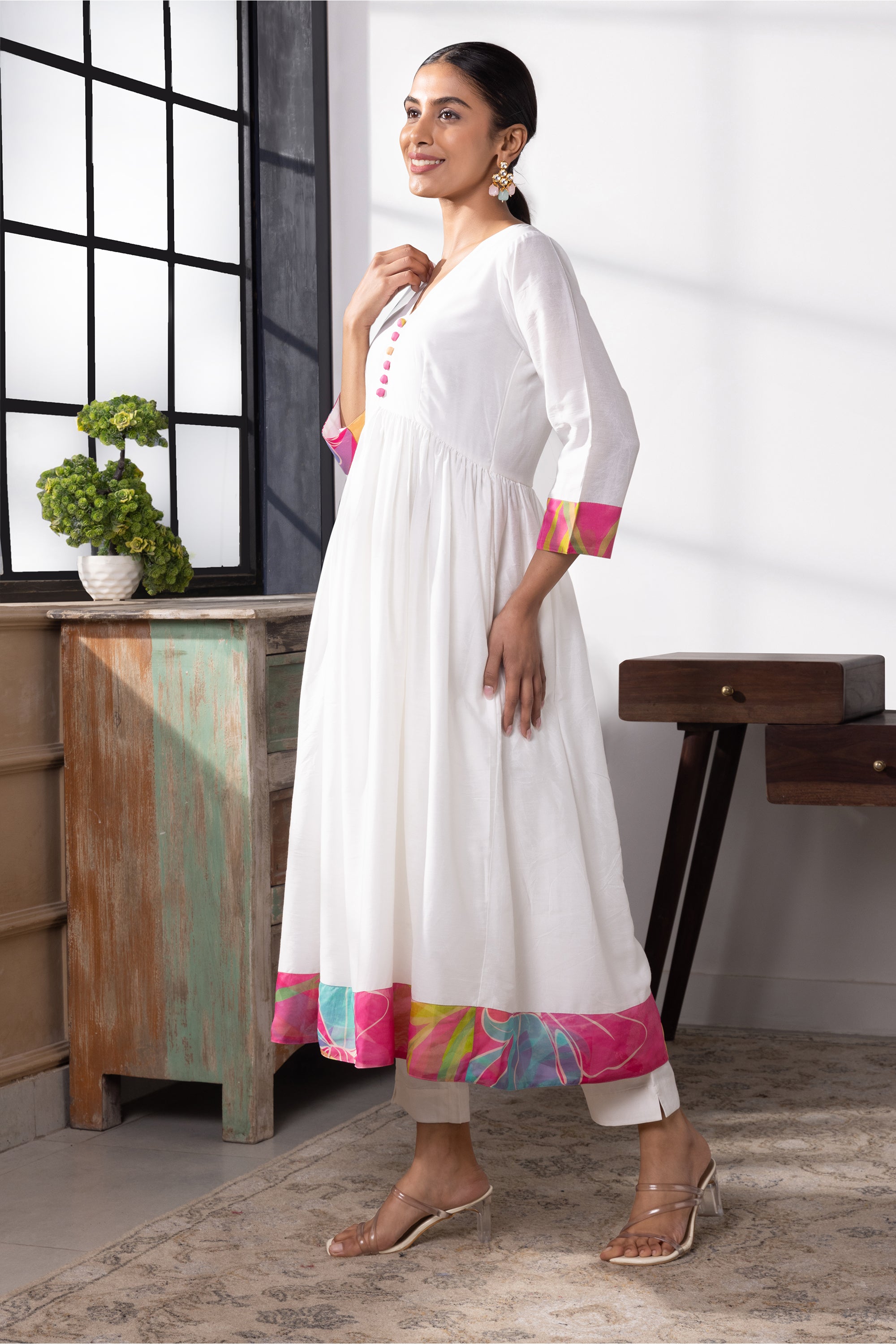 Emily Multicolored Chanderi Anarkali Set