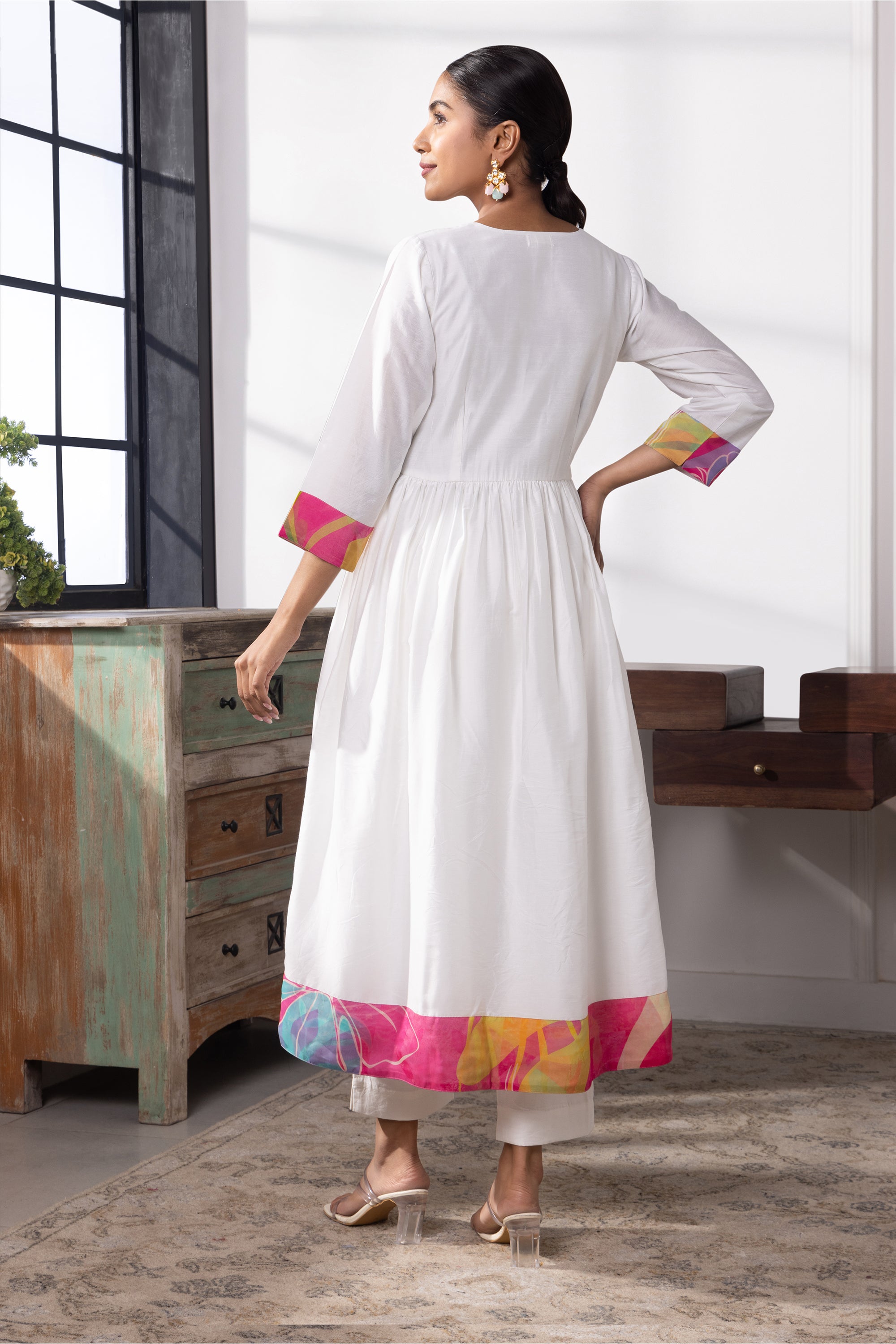 Emily Multicolored Chanderi Anarkali Set