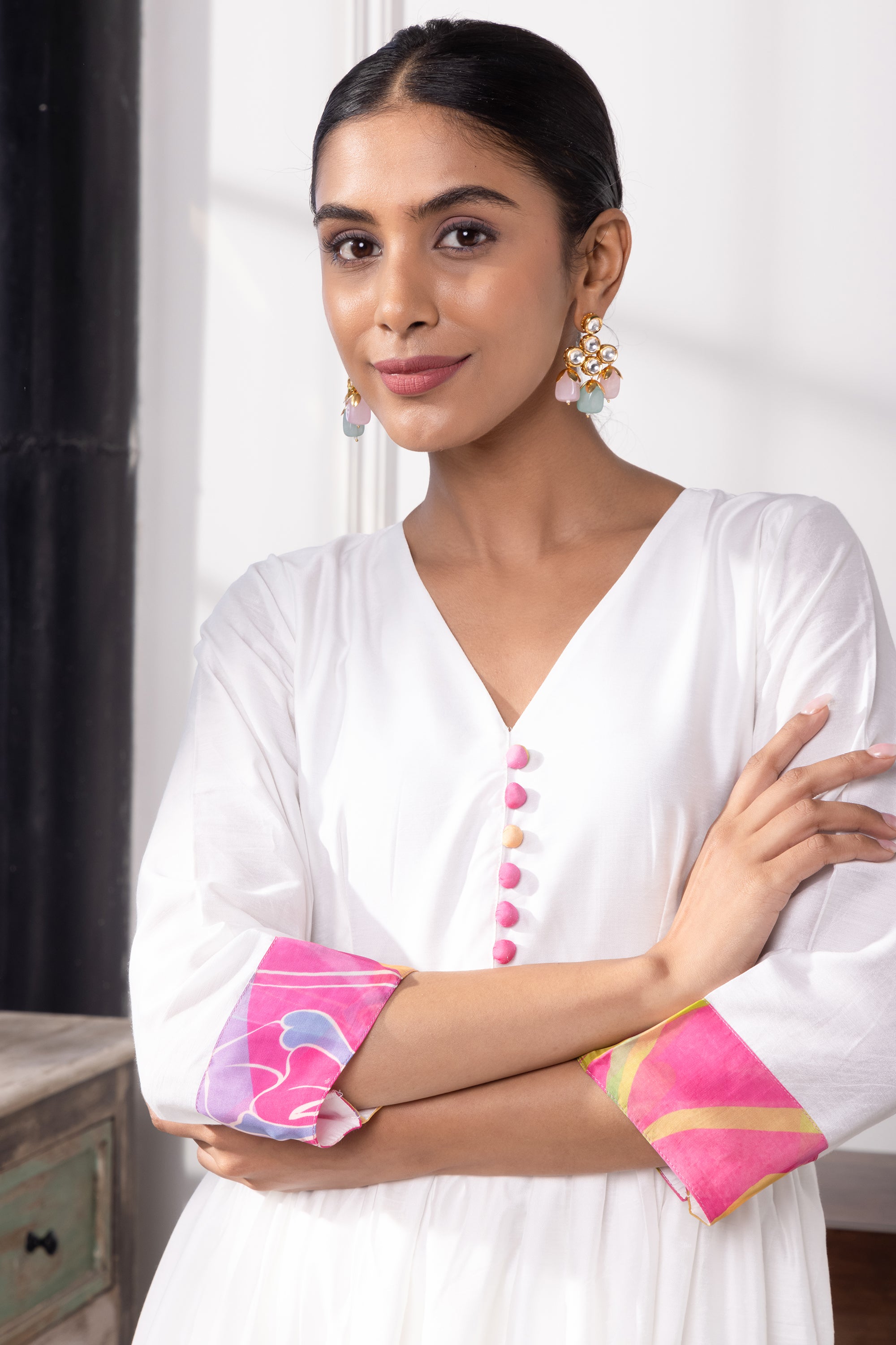 Emily Multicolored Chanderi Anarkali Set