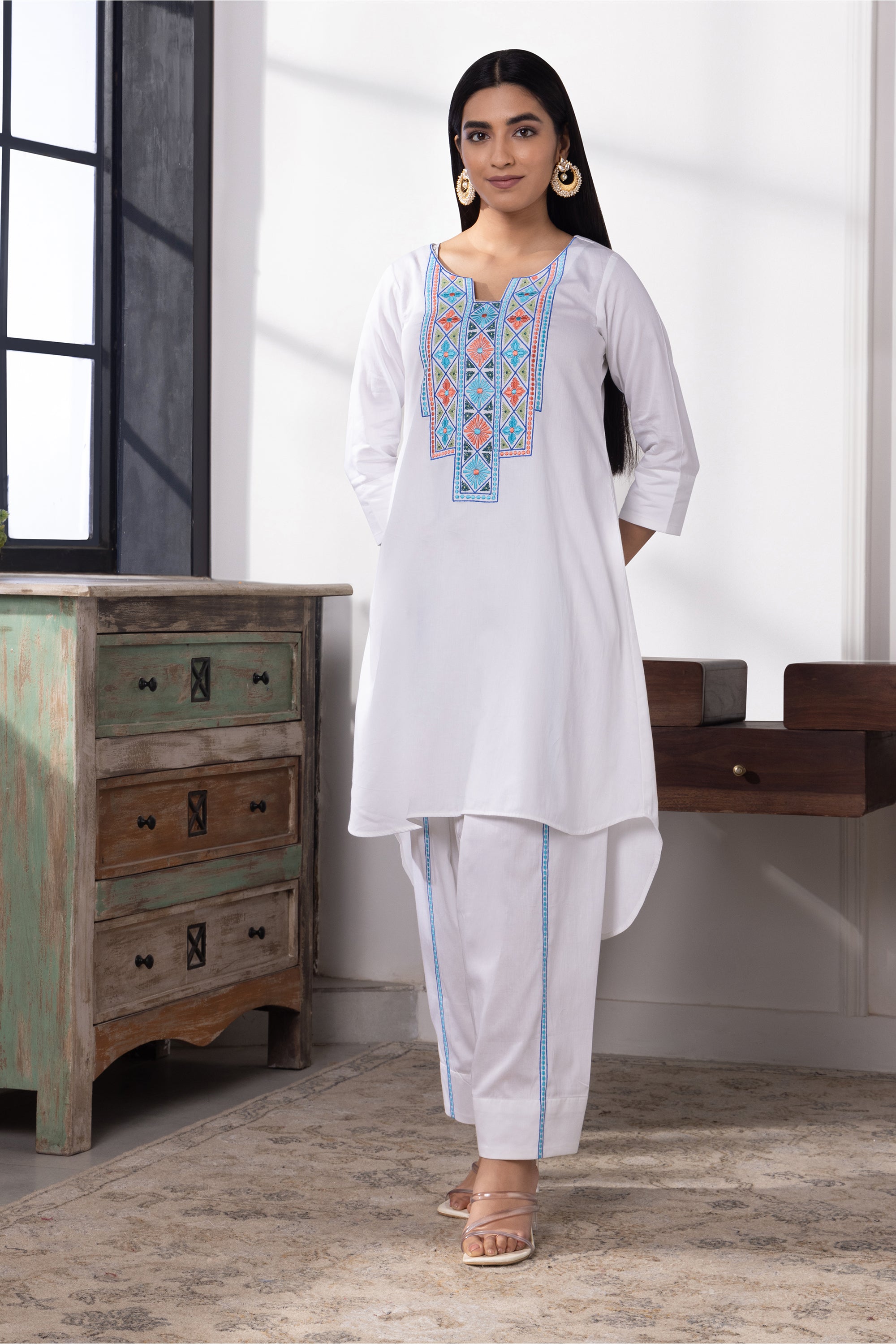 Fiona Multicolored Cotton Kurta Set