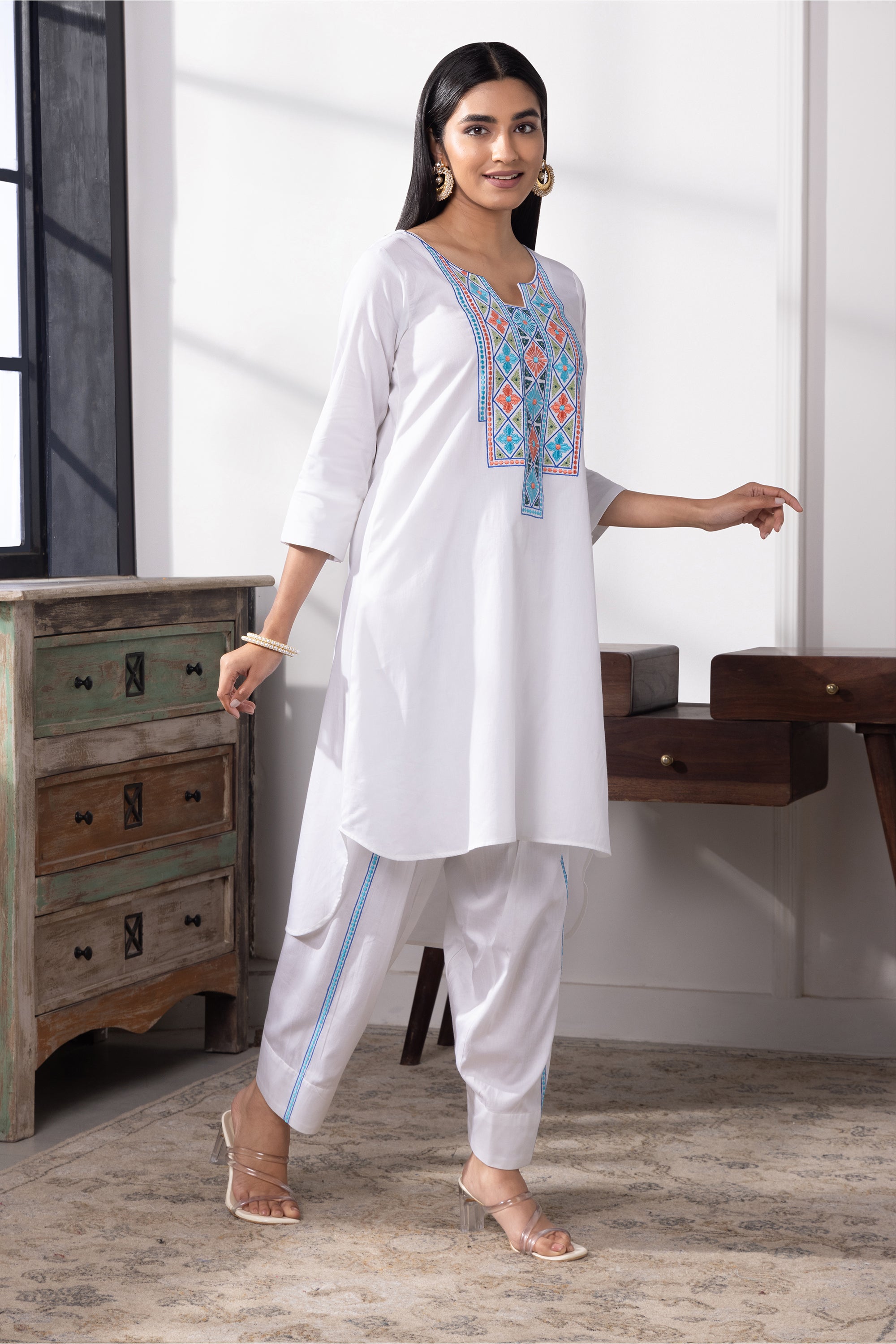 Fiona Multicolored Cotton Kurta Set