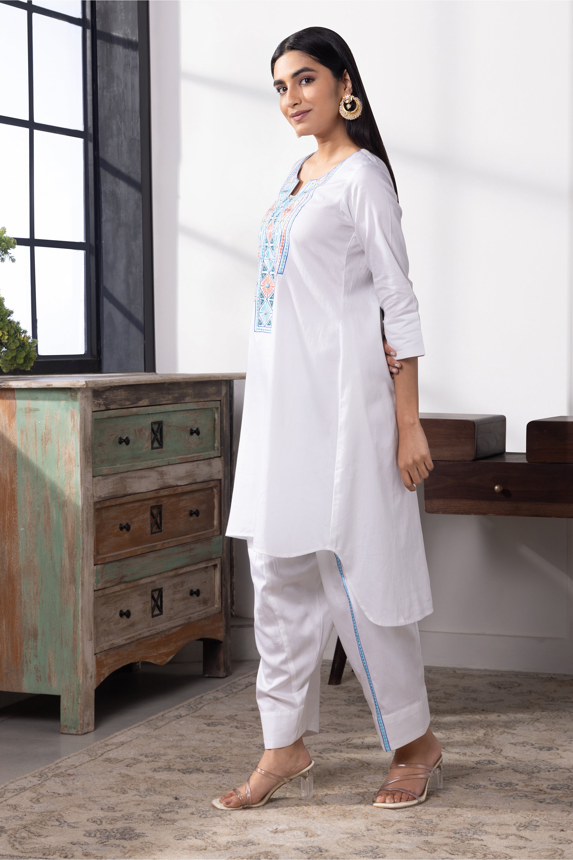 Fiona Multicolored Cotton Kurta Set