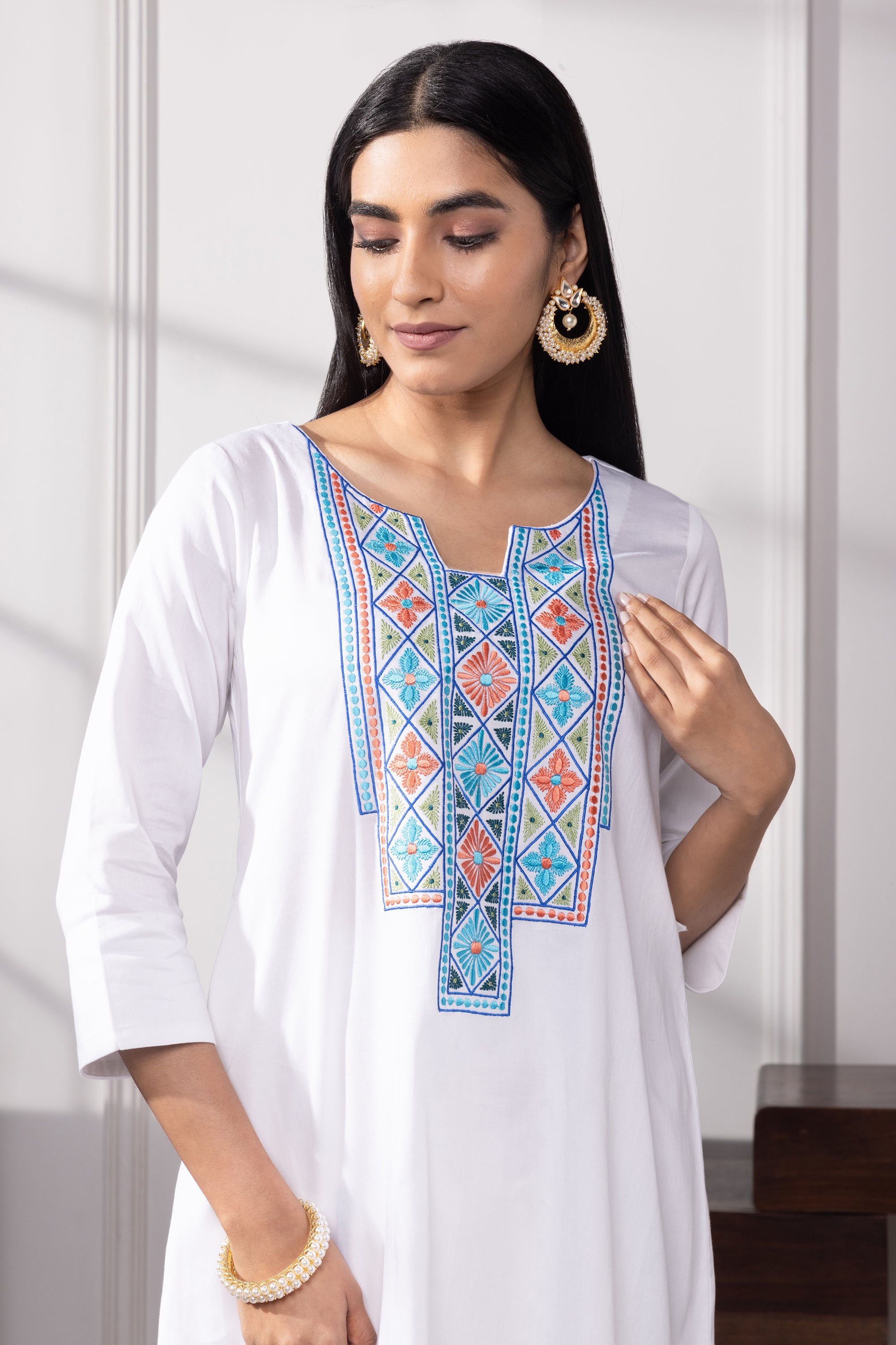Fiona Multicolored Cotton Kurta Set