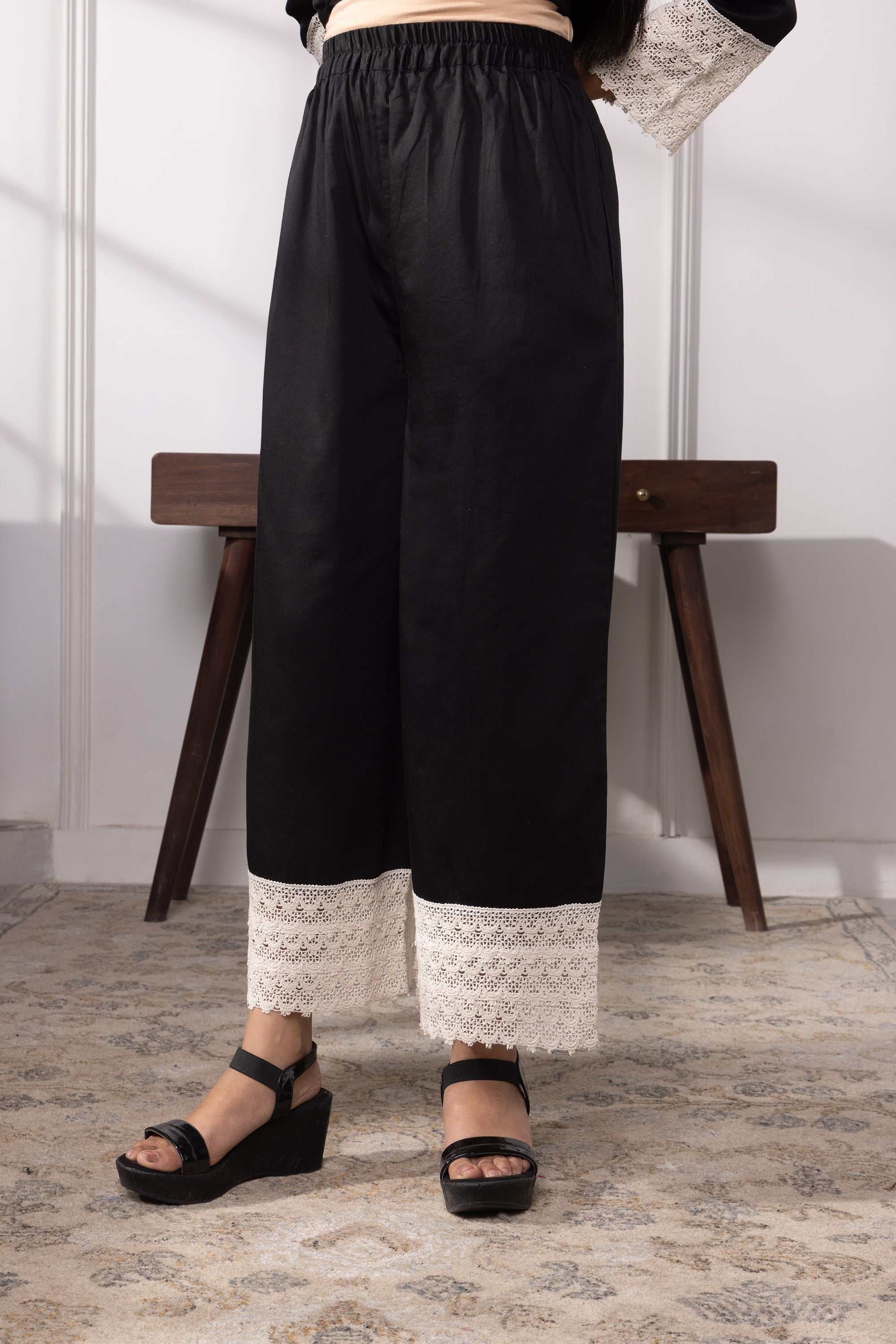 Aleena Black Cotton Kurta Set