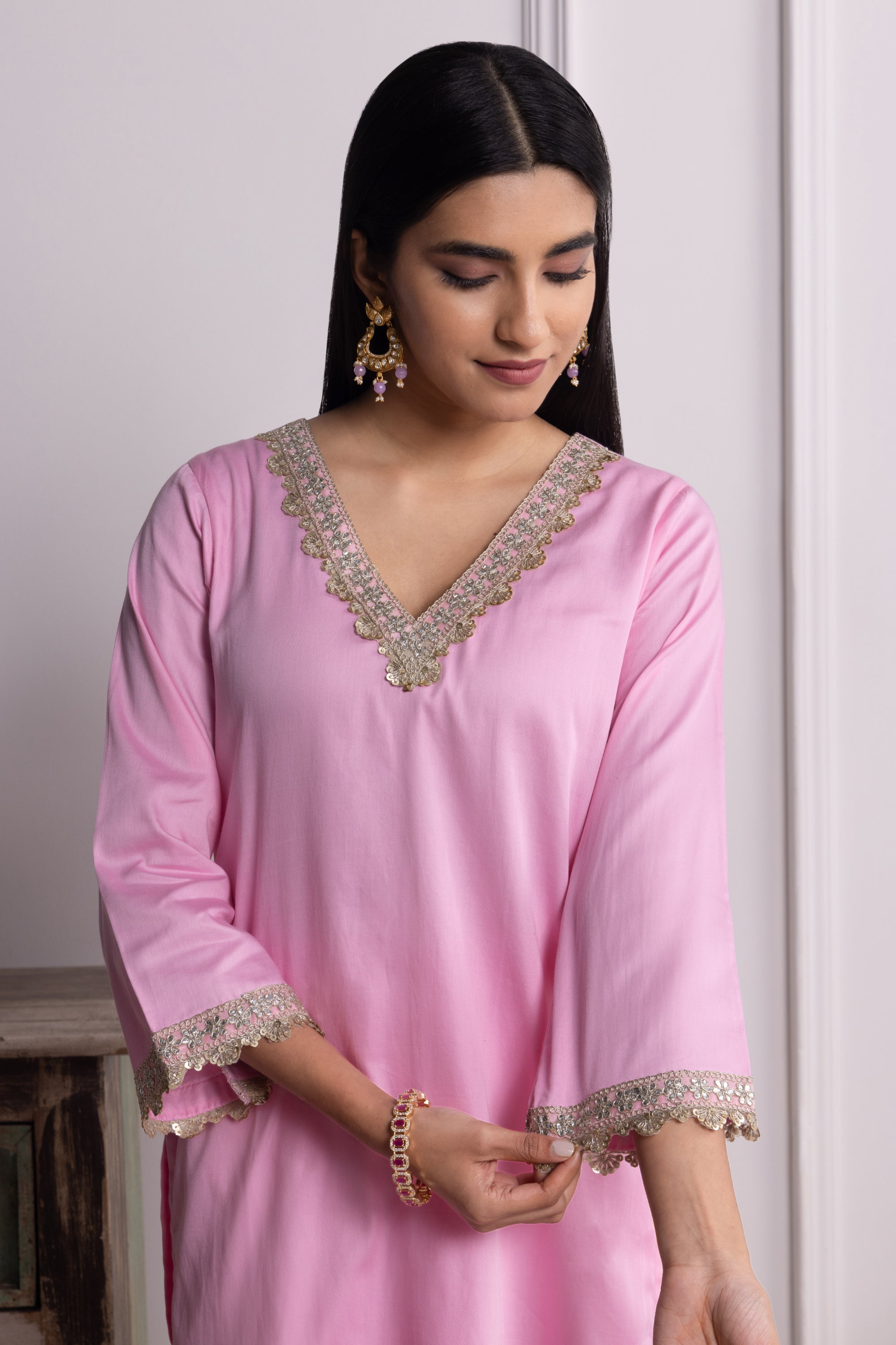 Catherine Pink Cotton Kurta Set