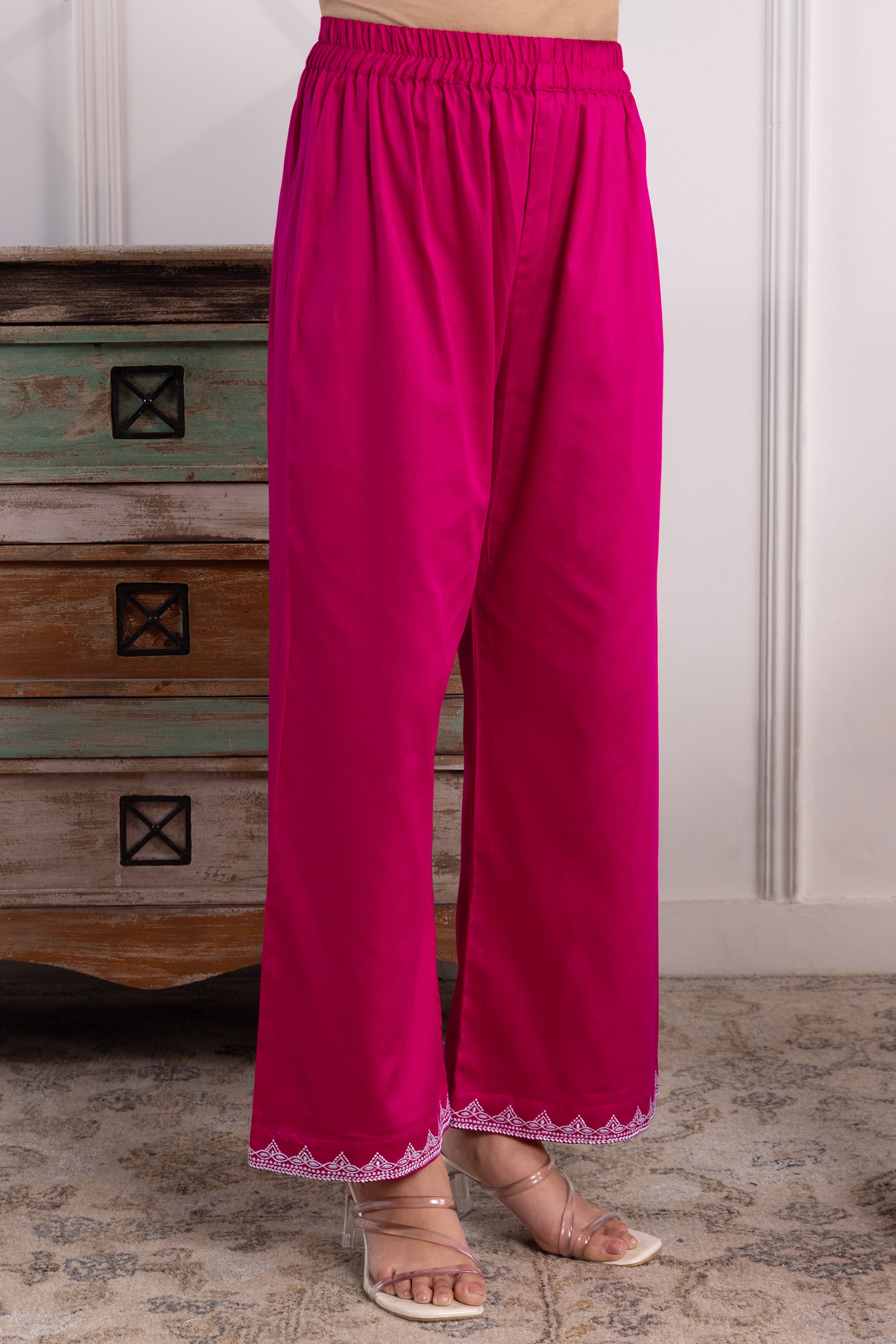 Stella Magenta Cotton Embroidered Kurta Set