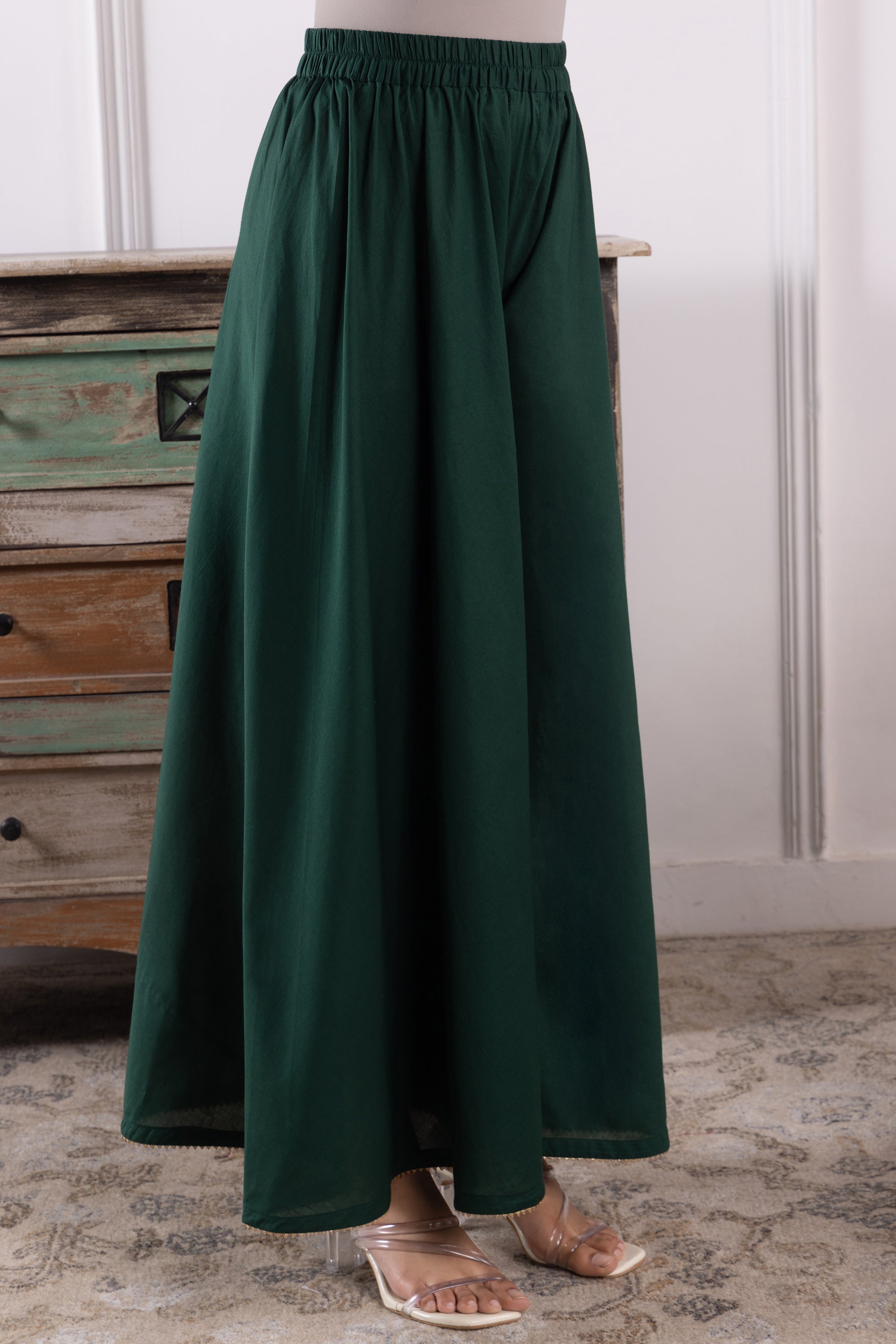 Elizabeth Green Mulmul Sharara Set with Dupatta