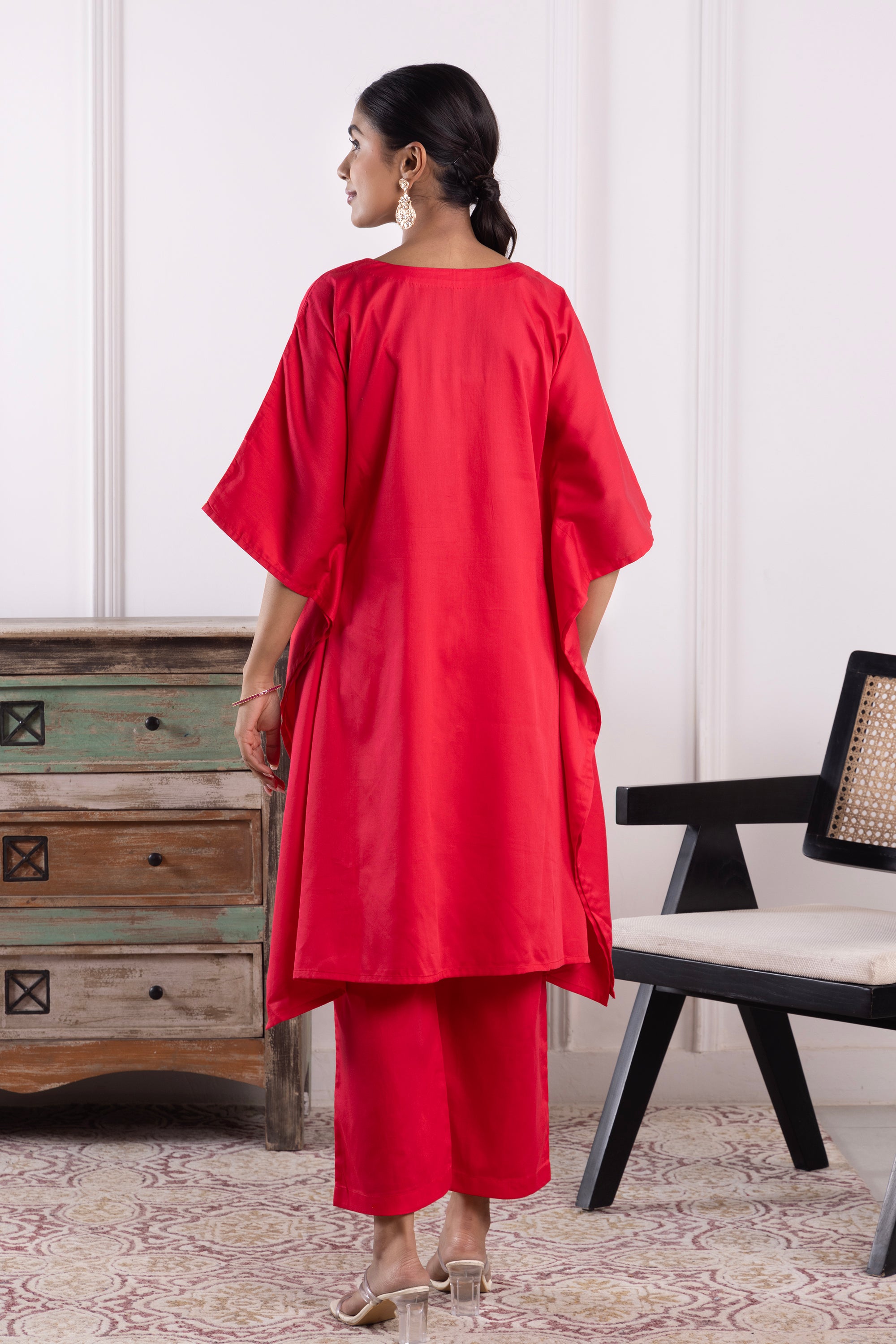 Rosie Coral Pink Cotton Kaftan Set