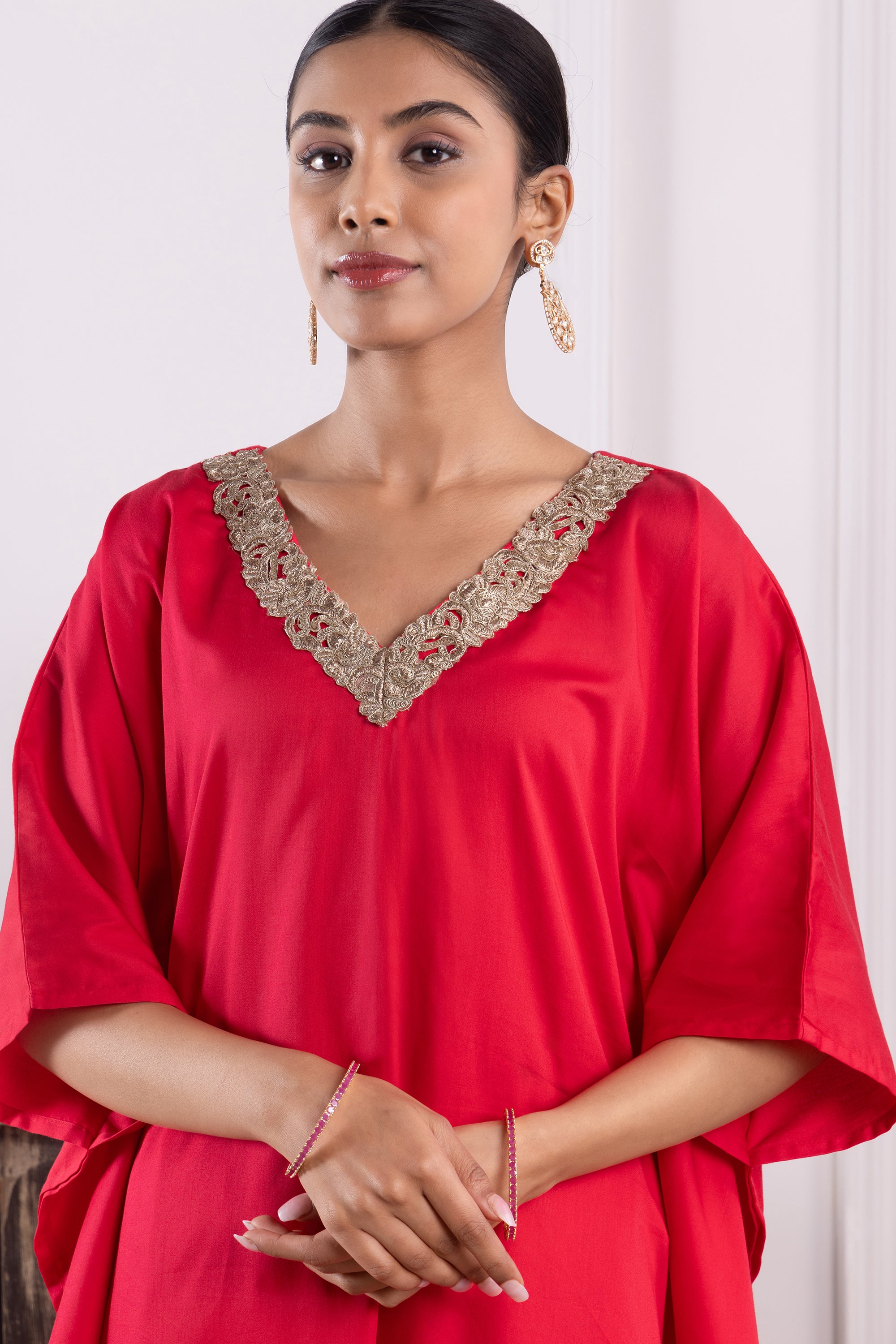 Rosie Coral Pink Cotton Kaftan Set