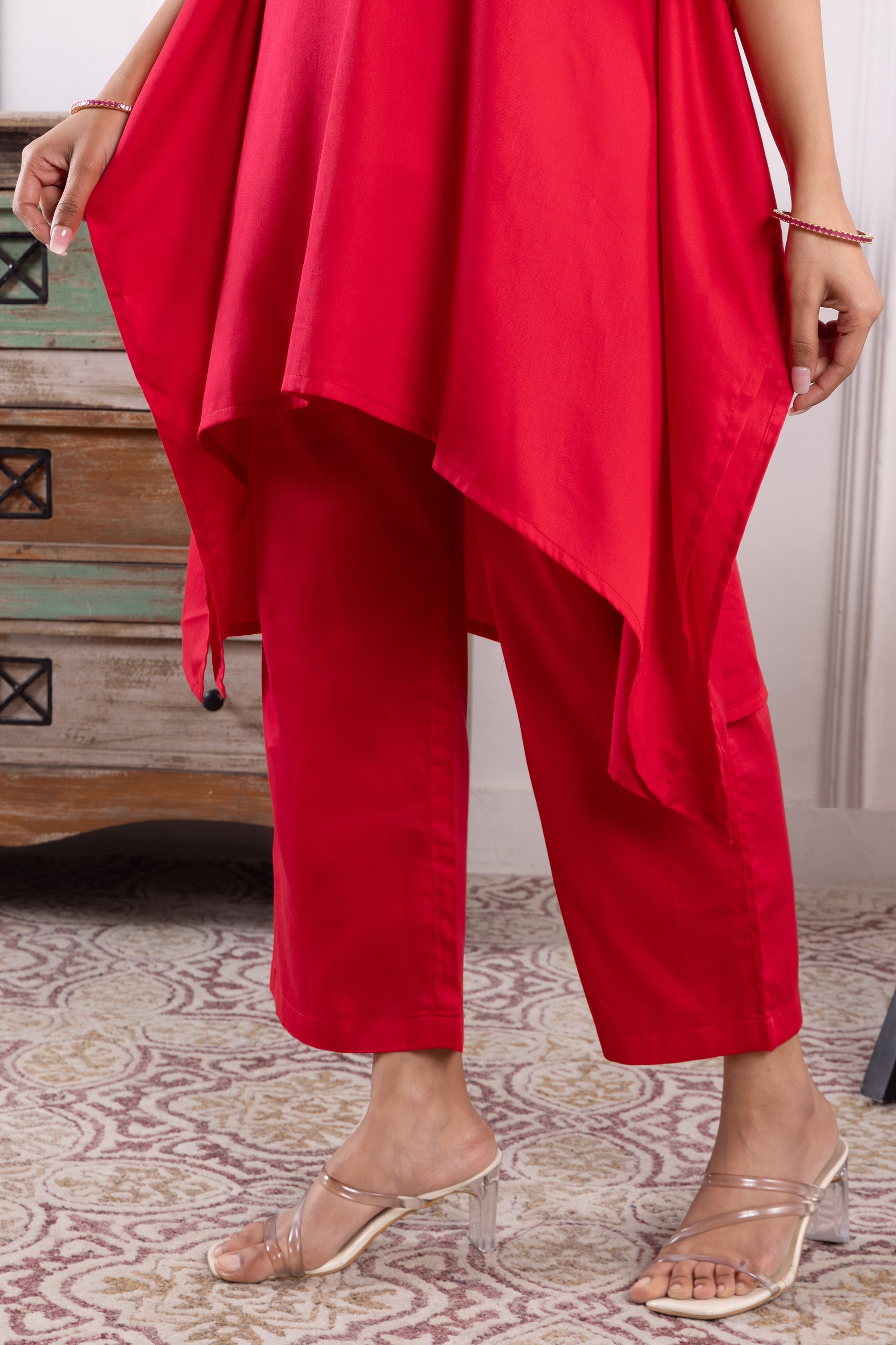 Rosie Coral Pink Cotton Kaftan Set