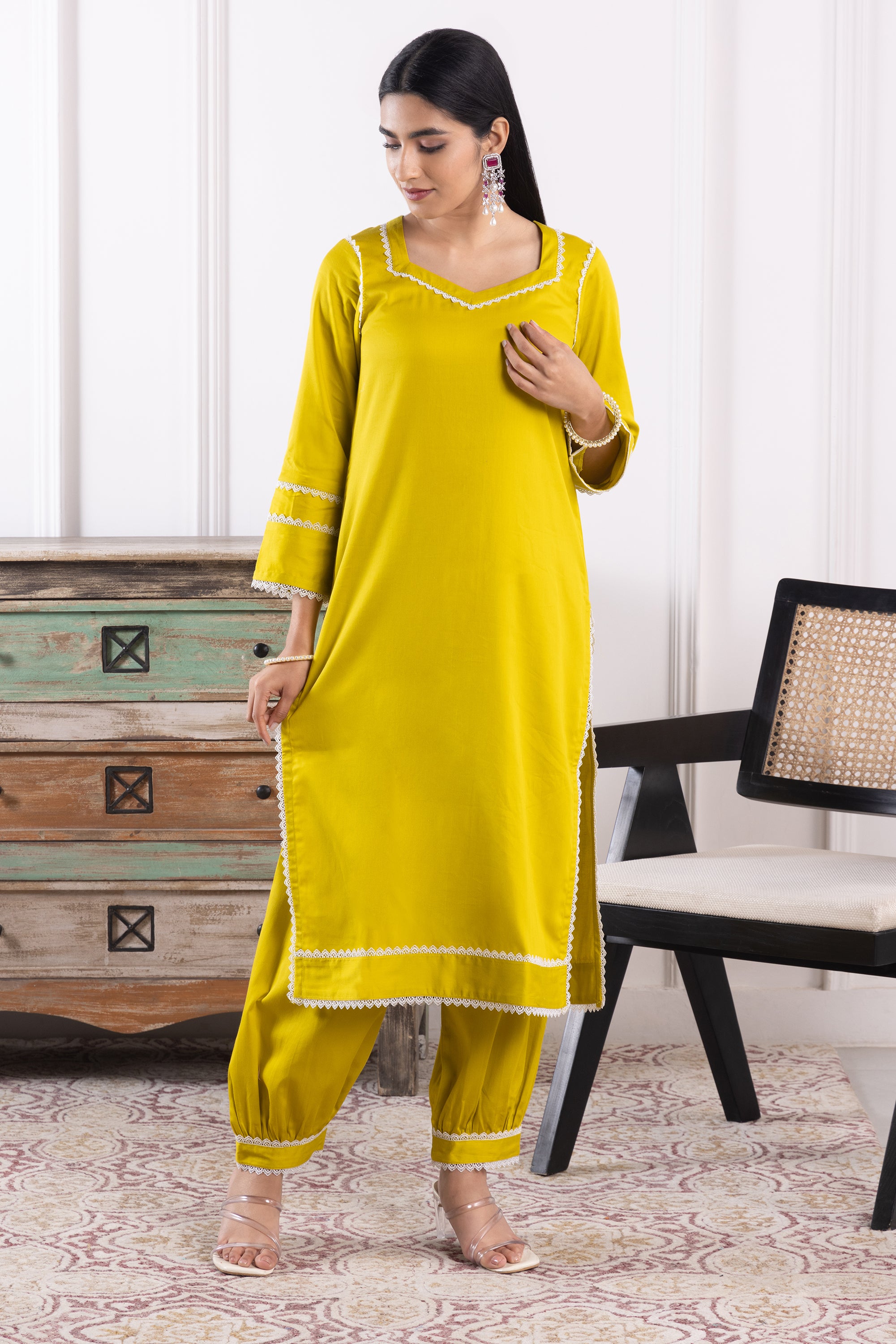 Liliana Mustard Yellow Cotton Kurta Set