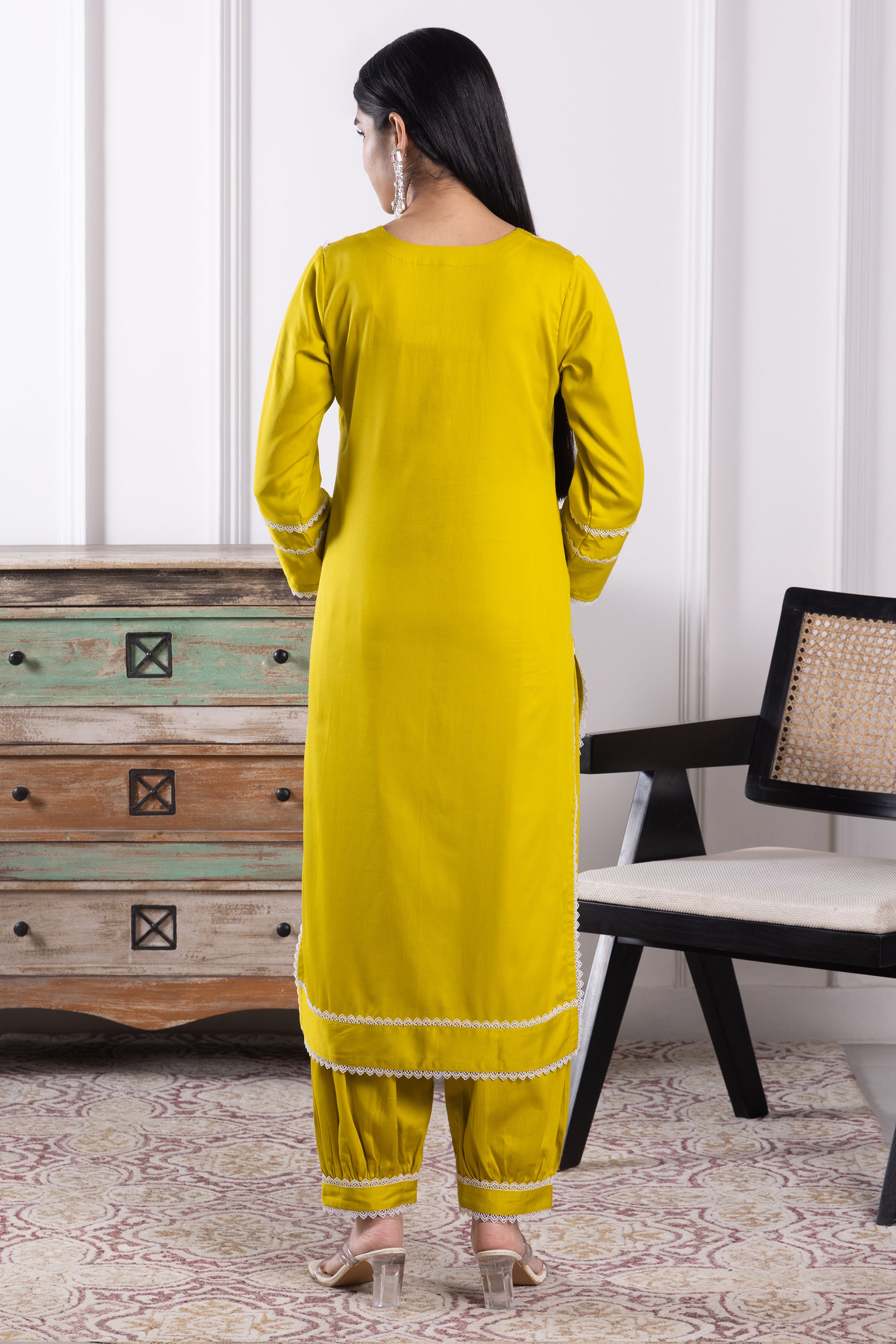 Liliana Mustard Yellow Cotton Kurta Set