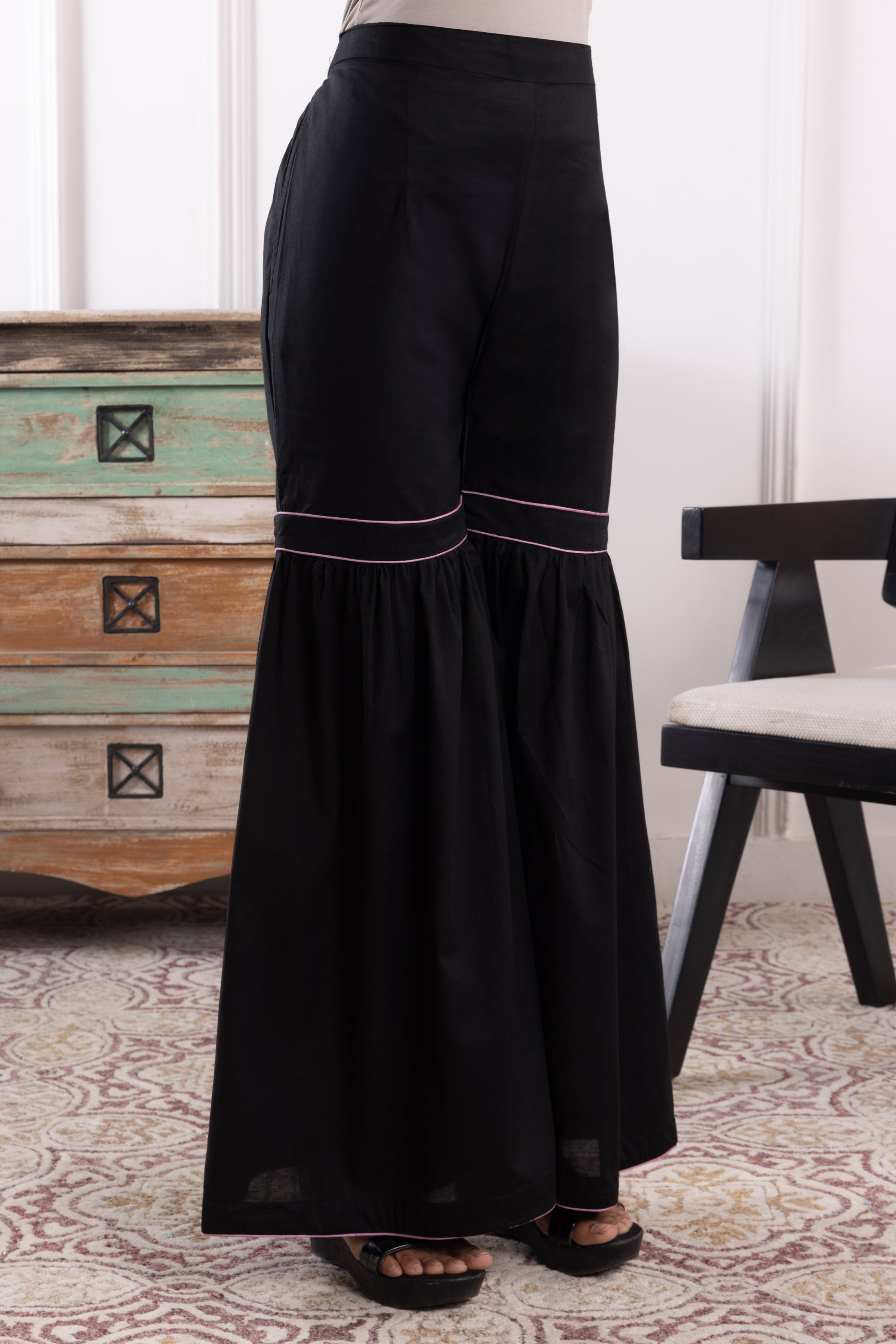 Phoenix Black Georgette Kurta & Gharara Set
