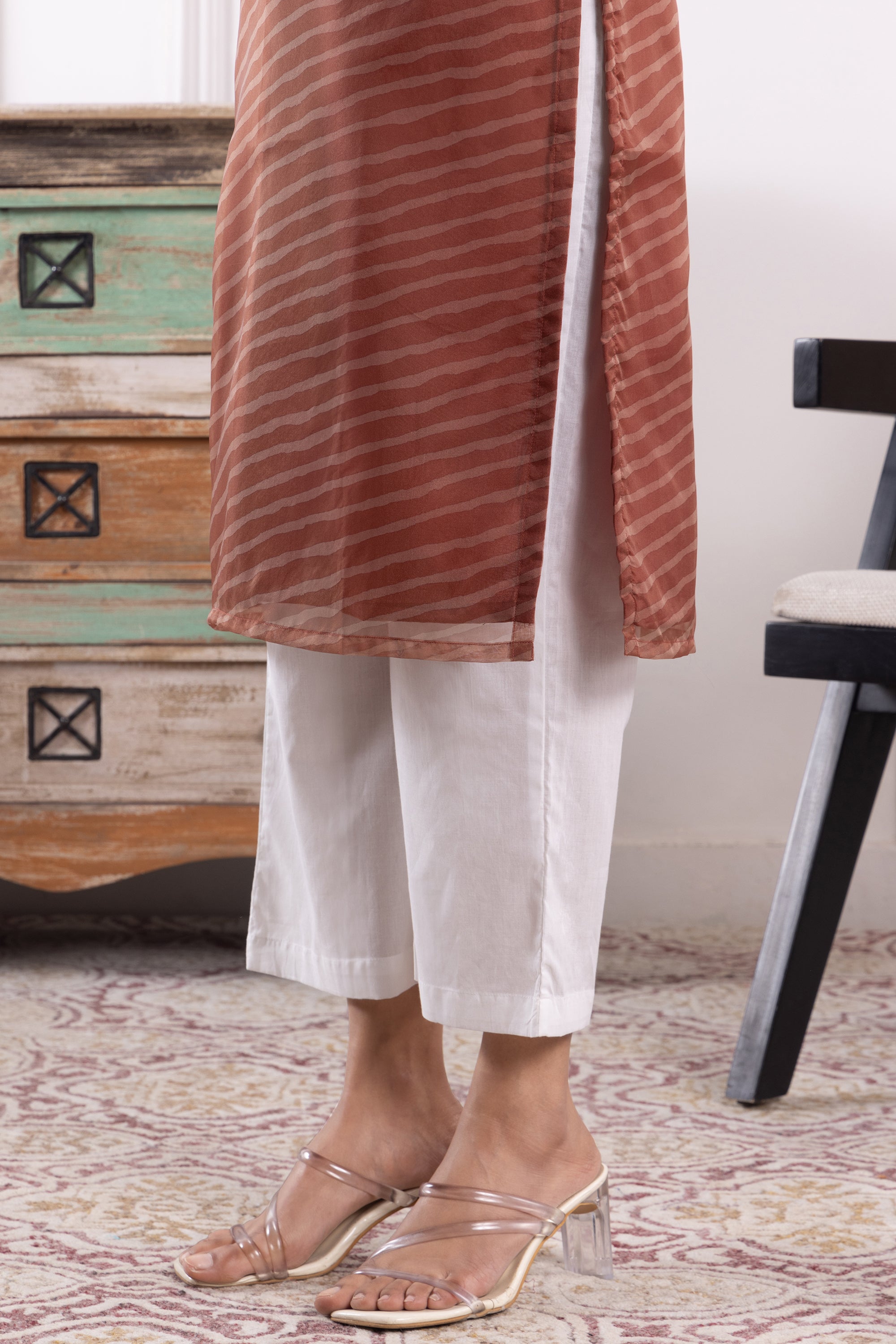 Ophelia Brown Organza Kurta Set