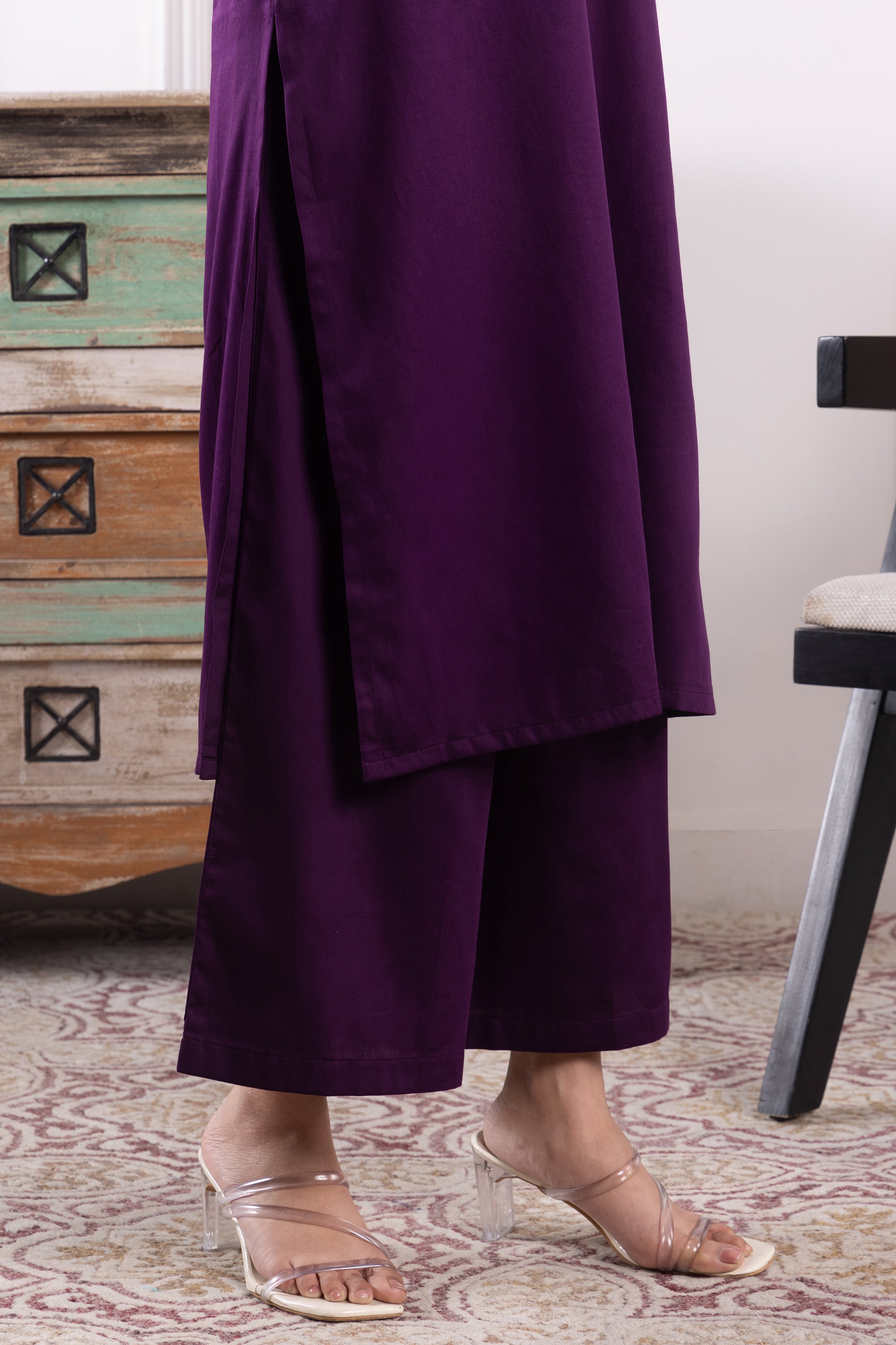 Betty Purple Cotton Kurta Set