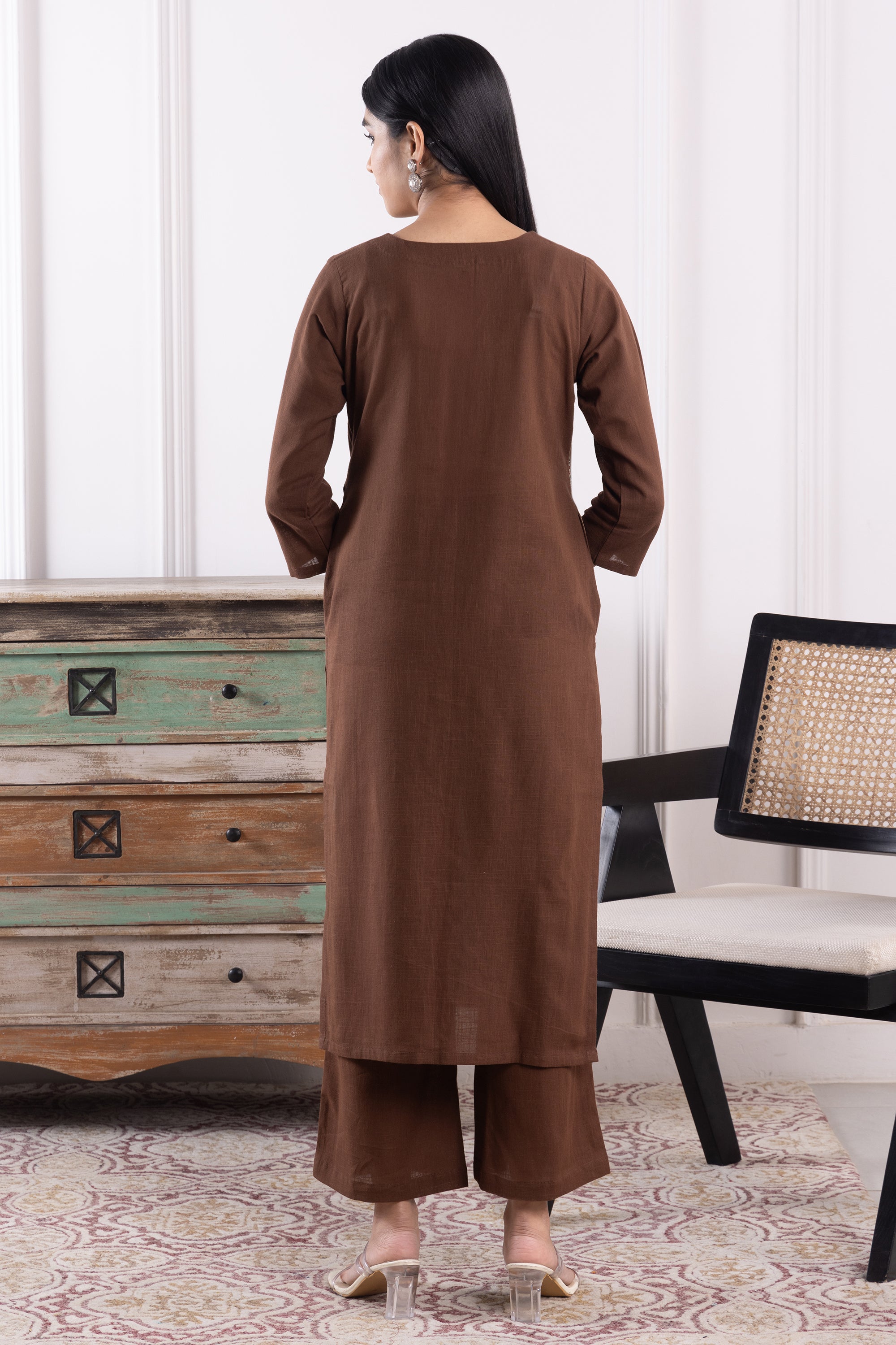 Valentina Brown Linen Kurta Set