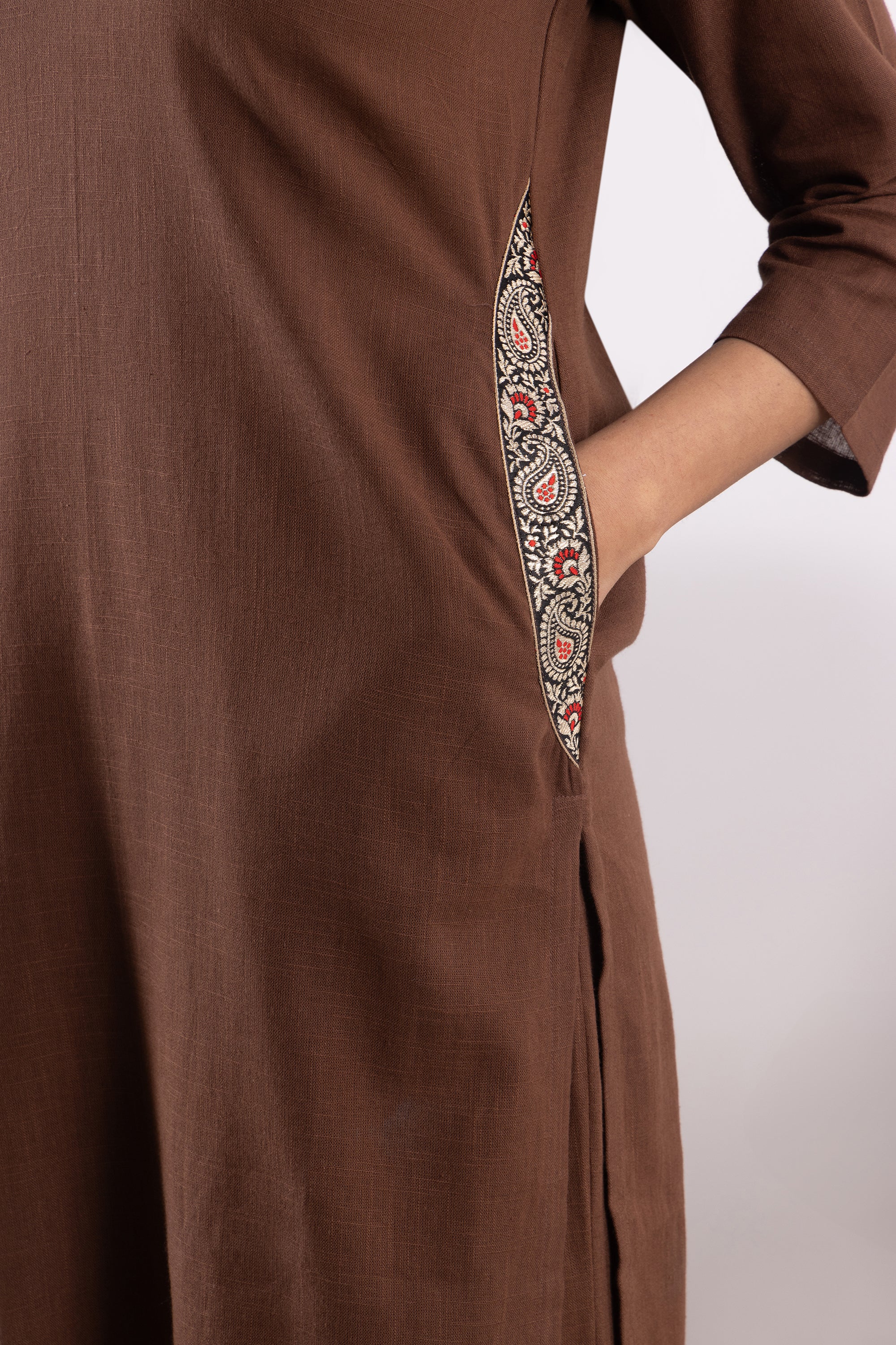 Valentina Brown Linen Kurta Set
