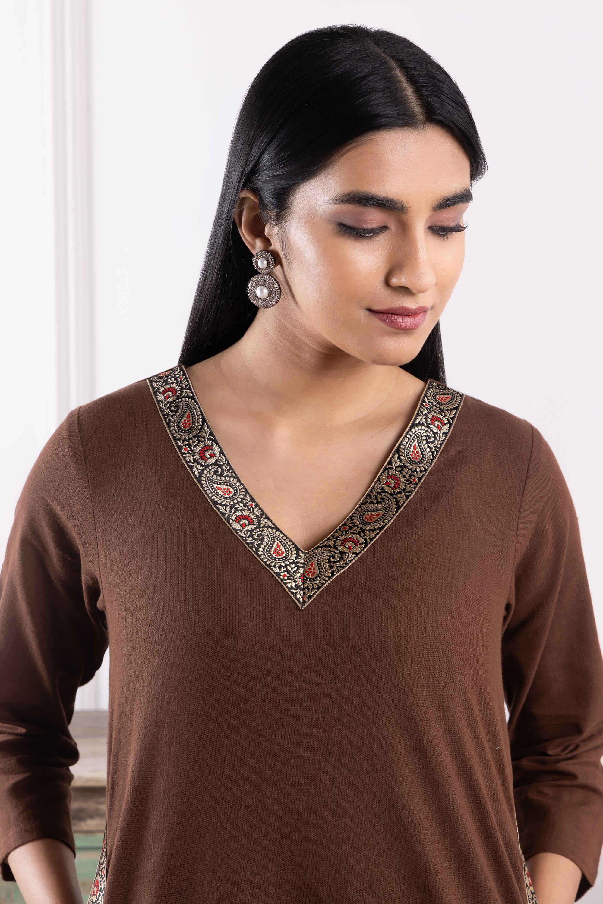 Valentina Brown Linen Kurta Set